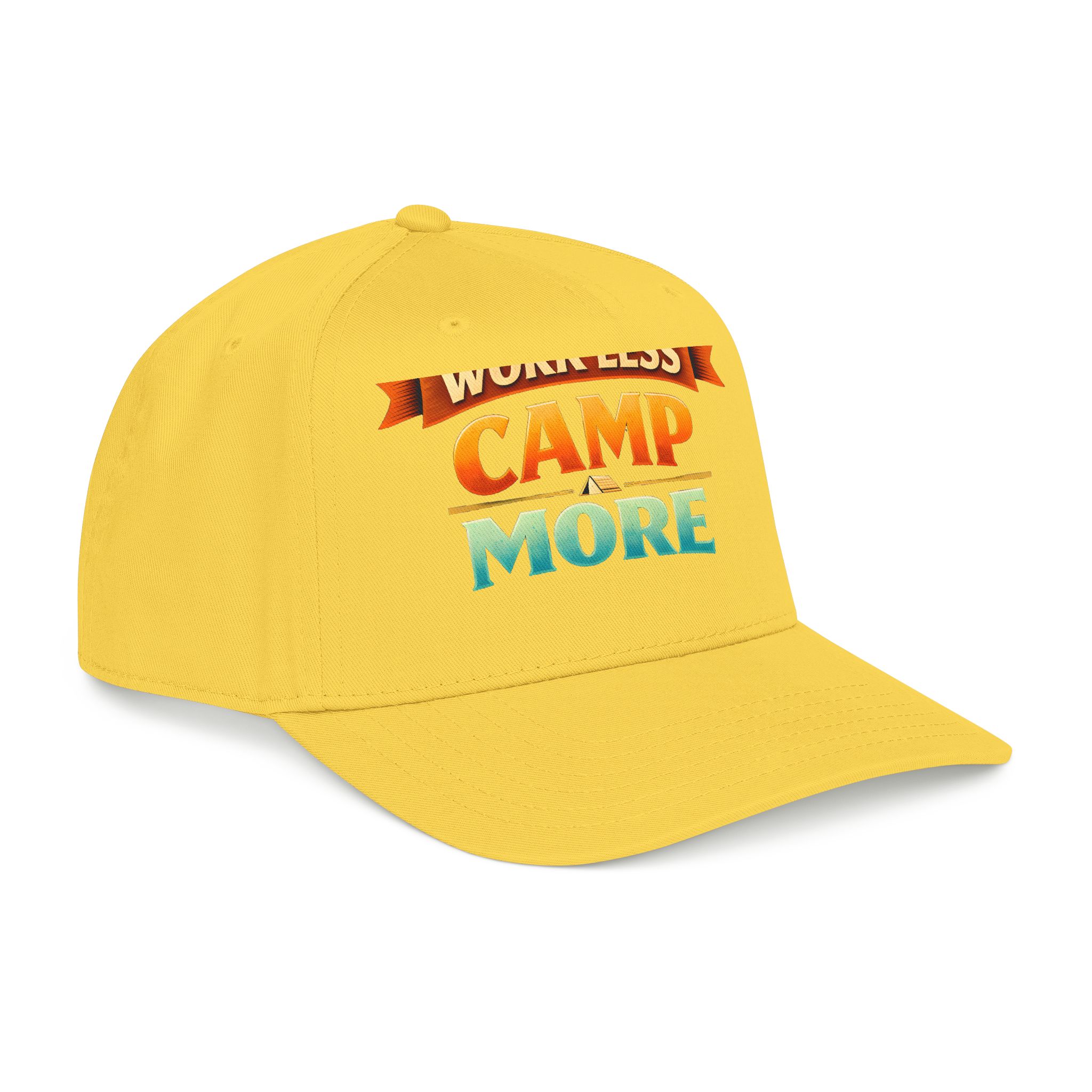 Baseball Cap - "Work Less-Camp More" Design Scenic-Line