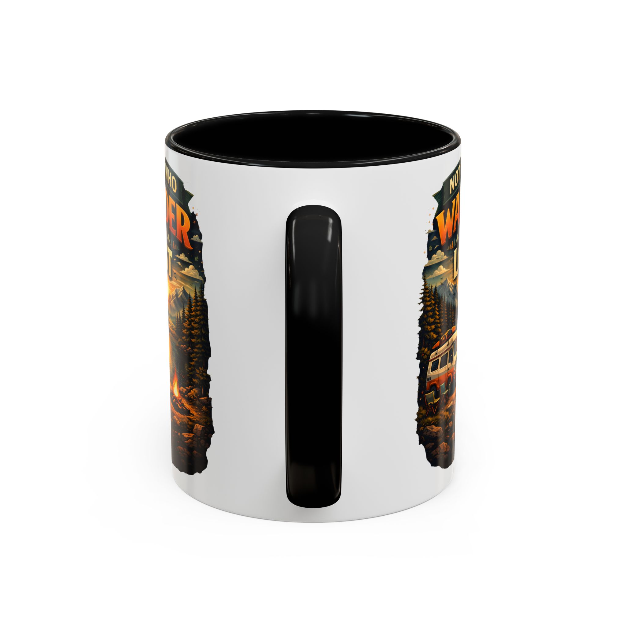 Accent Coffee Mug (11, 15oz) — "Not All Who Wander Are Lost" Design Scenic-Line