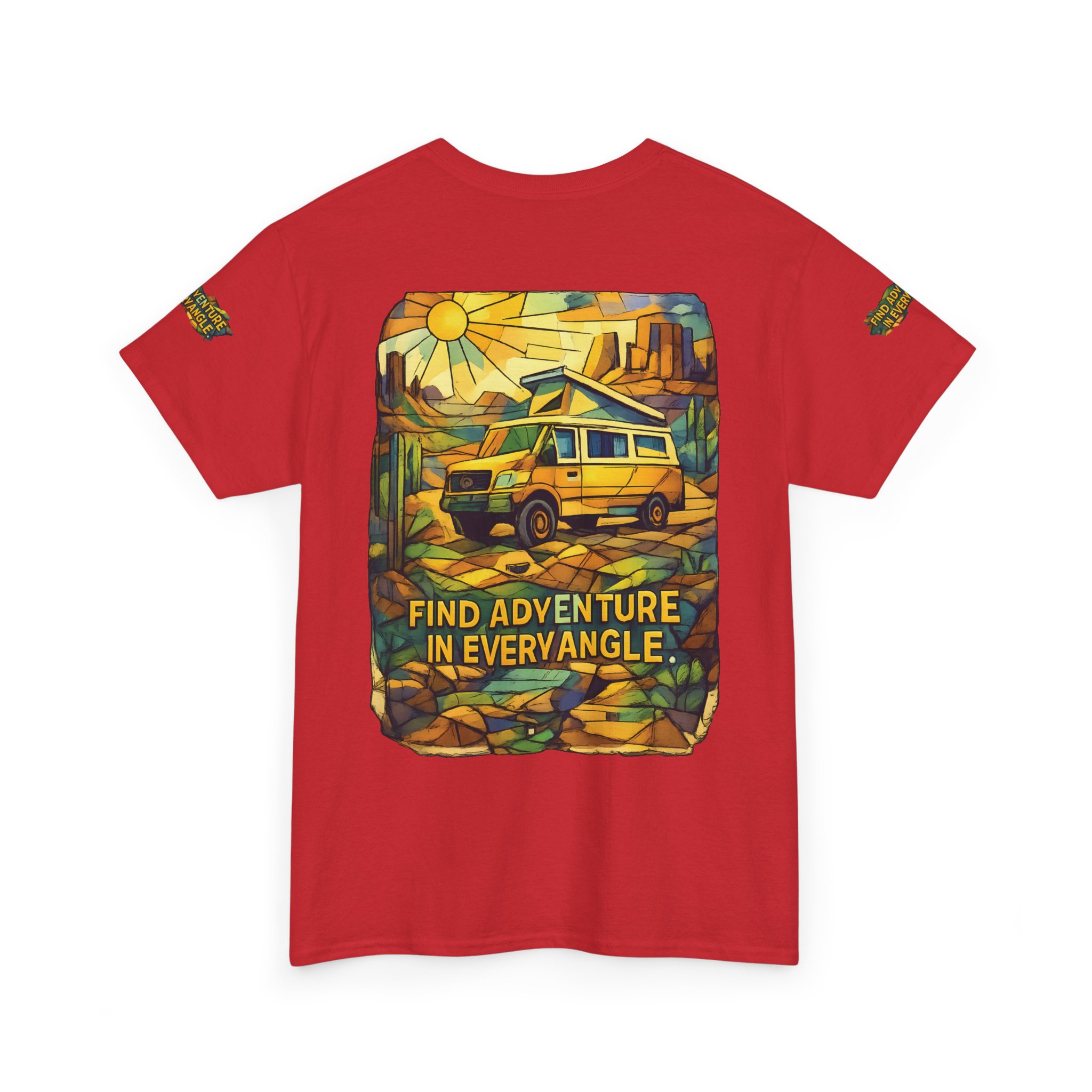 Unisex Heavy Cotton Tee — "Find Adventure In Every Corner" Design Cubic-Line