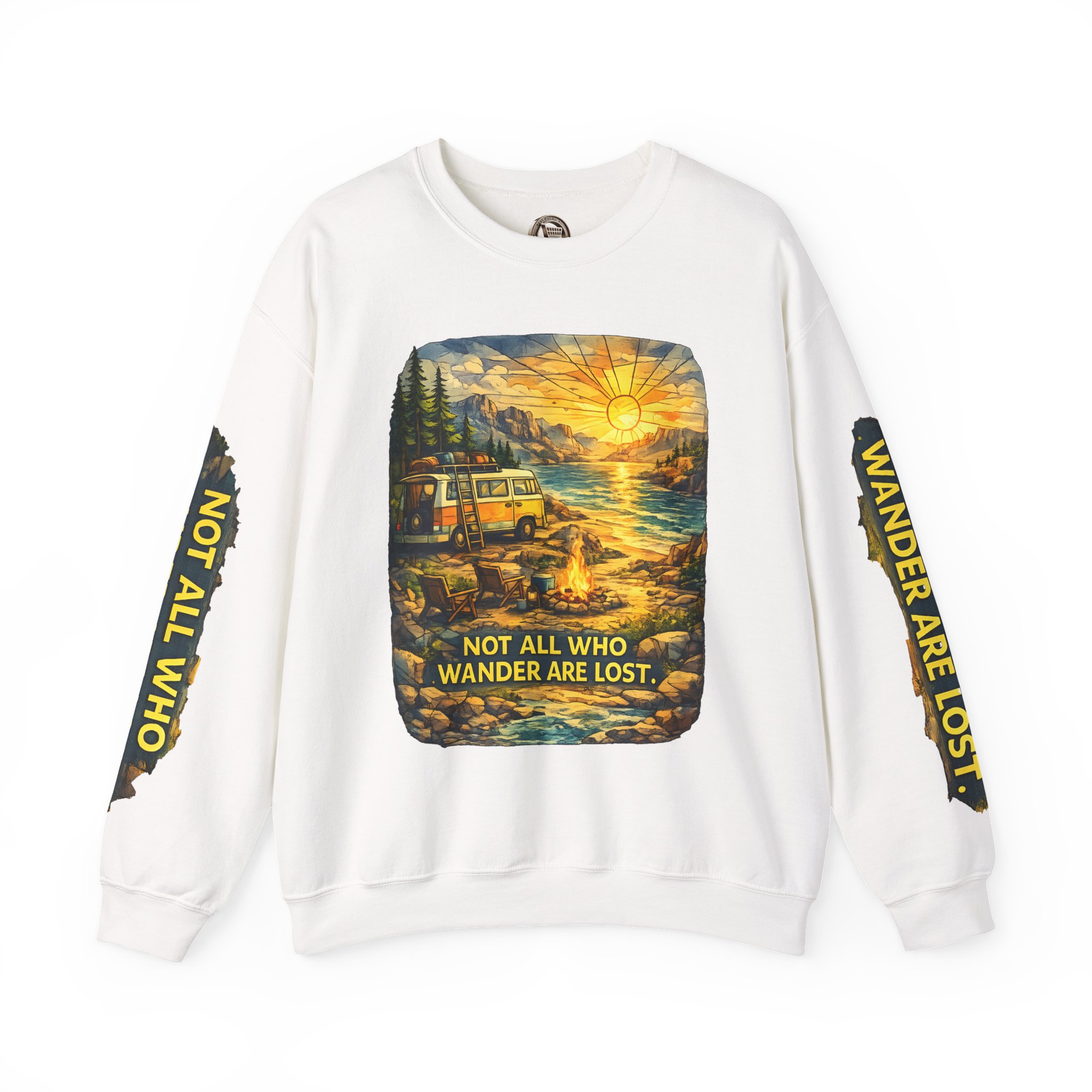 1596782445273569943_2048.jpeg Unisex Heavy Blend™ Crewneck Sweatshirt — "Not All Who Wander Are Lost" Design Cubic-Line