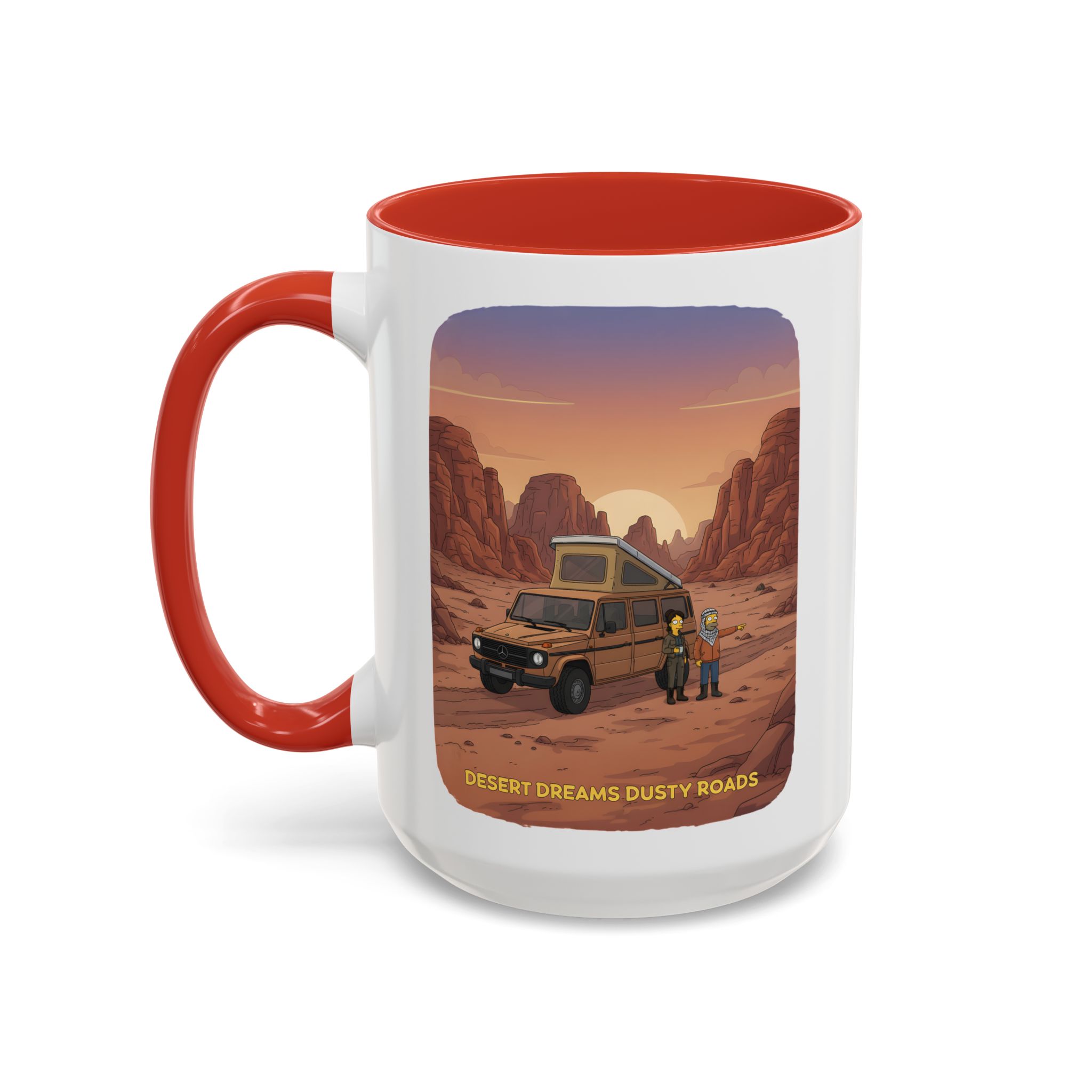 Accent Coffee Mug (11, 15oz) — "Desert Dreams Dusty Roads" Design Sitcom-Line