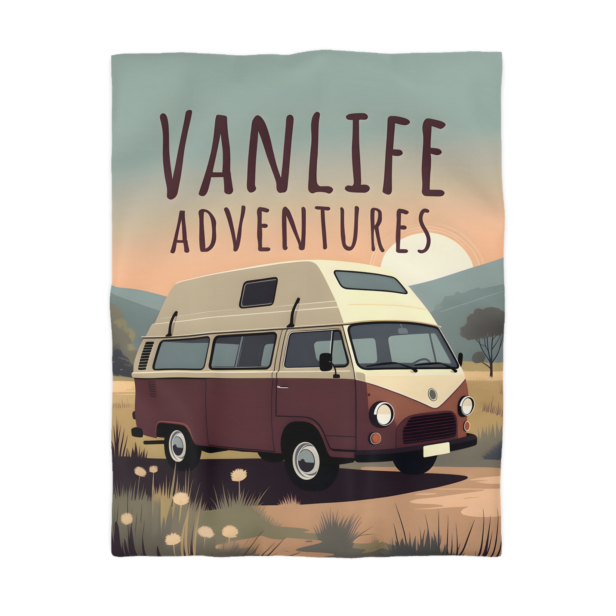 15970973164077054203_2048.jpeg Duvet Cover — "Vanlife Adventures" Vintage Camper Van Bedding for Travel Lovers