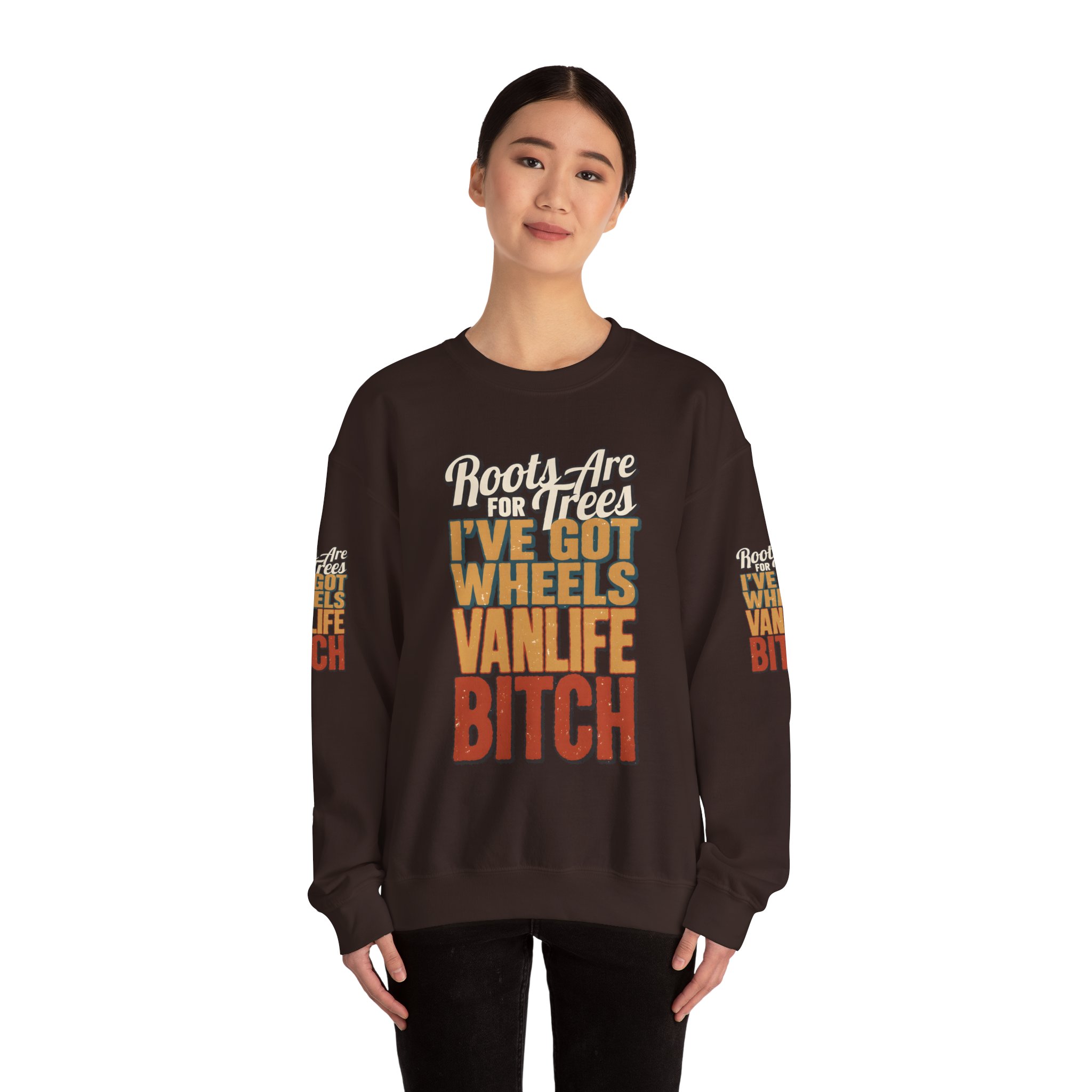 Unisex Heavy Blend™ Crewneck Sweatshirt — "Roots Are For Trees" Design F**K-Line