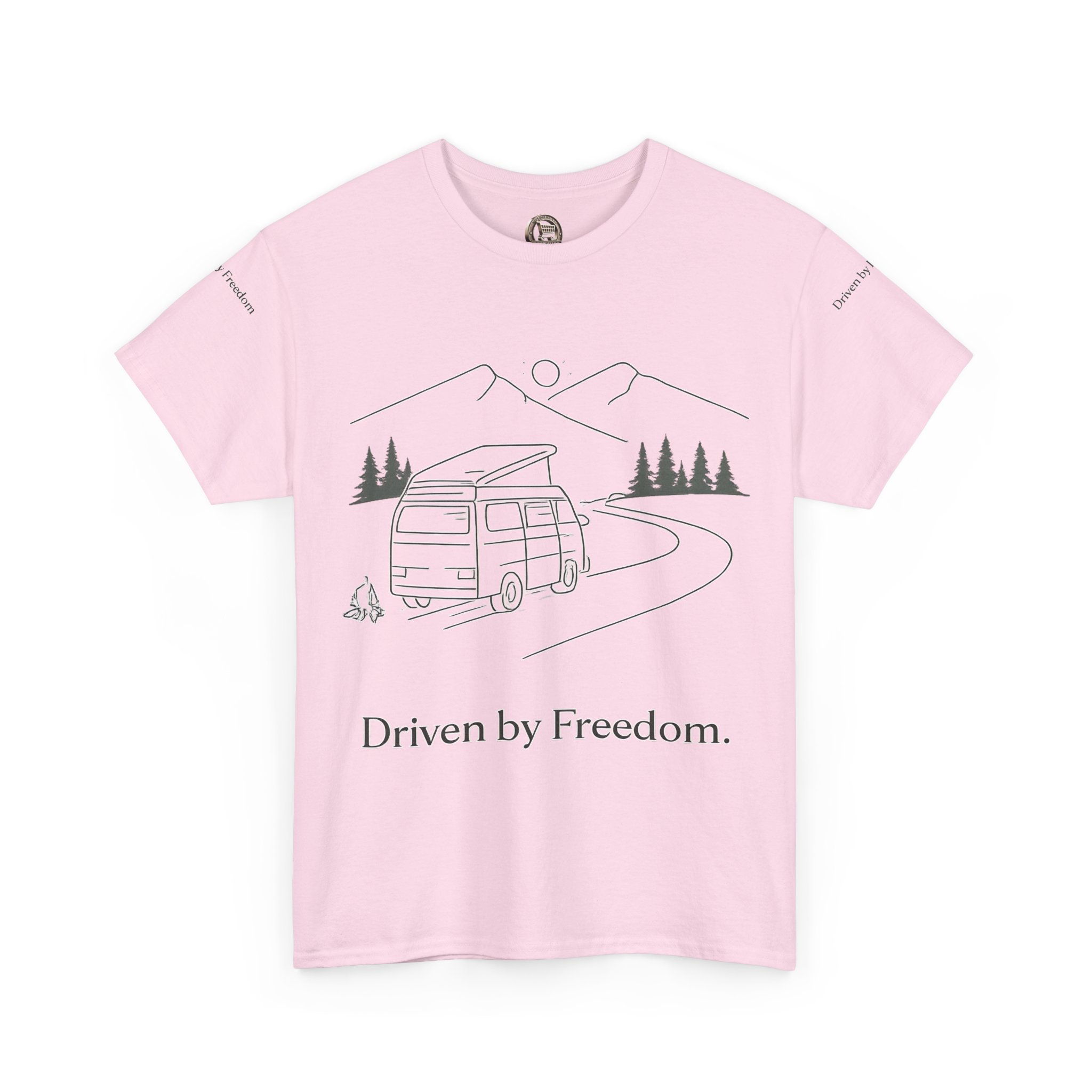 Unisex Heavy Cotton Tee — "Driven By Freedom" Design Minimal-Line