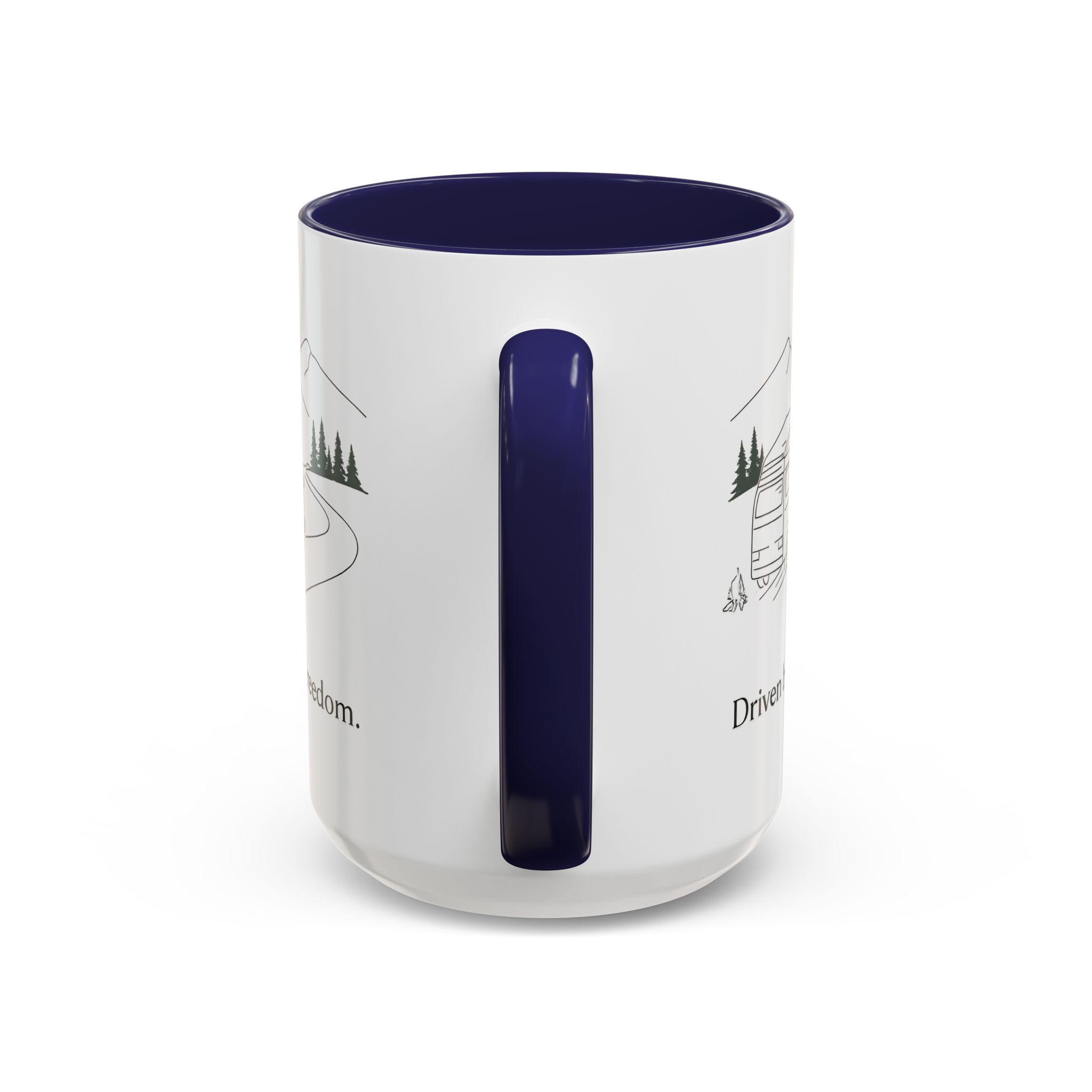 Accent Coffee Mug (11, 15oz) — "Driven By Freedom" Design Minimal-Line