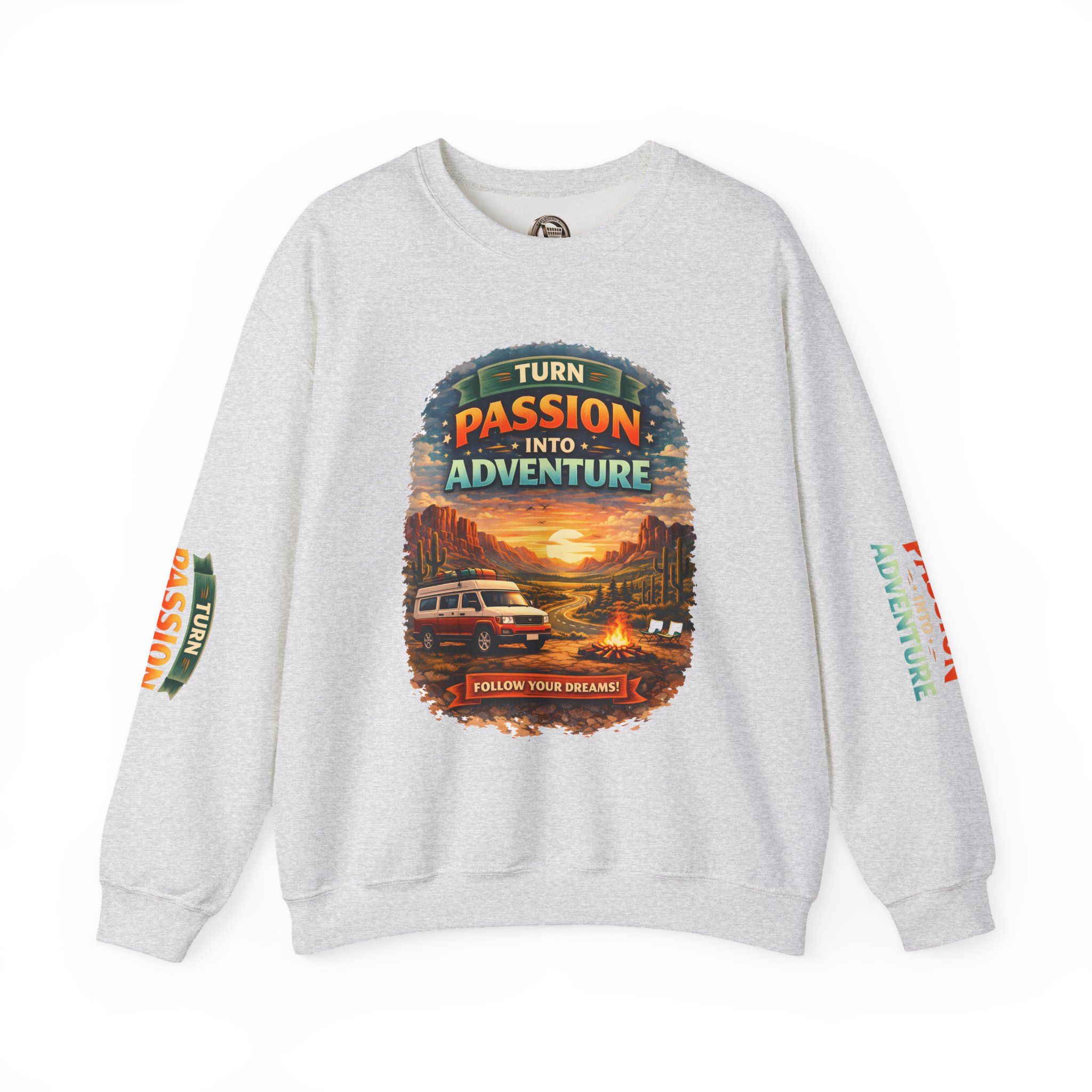 Unisex Heavy Blend™ Crewneck Sweatshirt — "Turn Passion Into Adventure" Design Scenic-Line