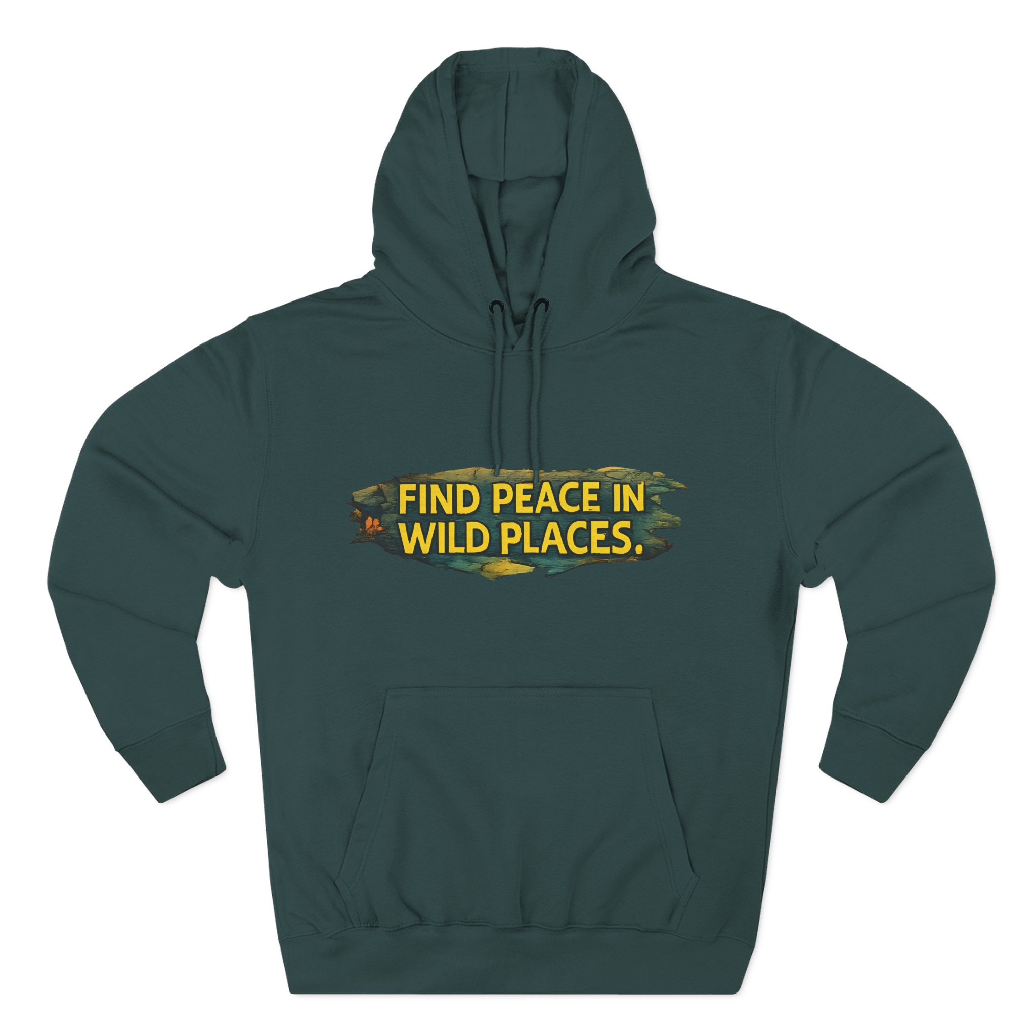 Three-Panel Fleece Hoodie - "Find Peace In Wild Places" Design Cubic-Line