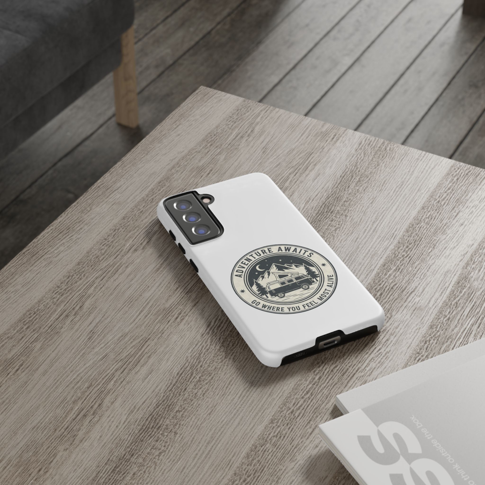Phone Case — "Adventure Awaits-Go Where You Feel Most Alive" Camper Van Design