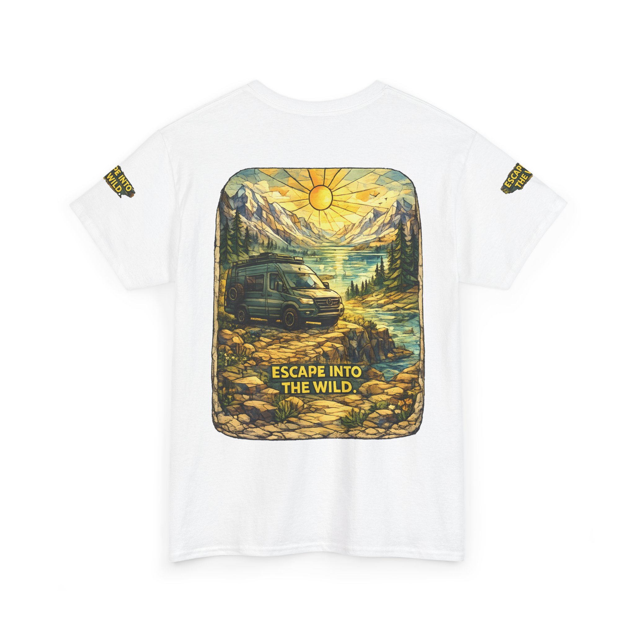 Unisex Heavy Cotton Tee — "Escape Into The Wild" Design Cubic-Line