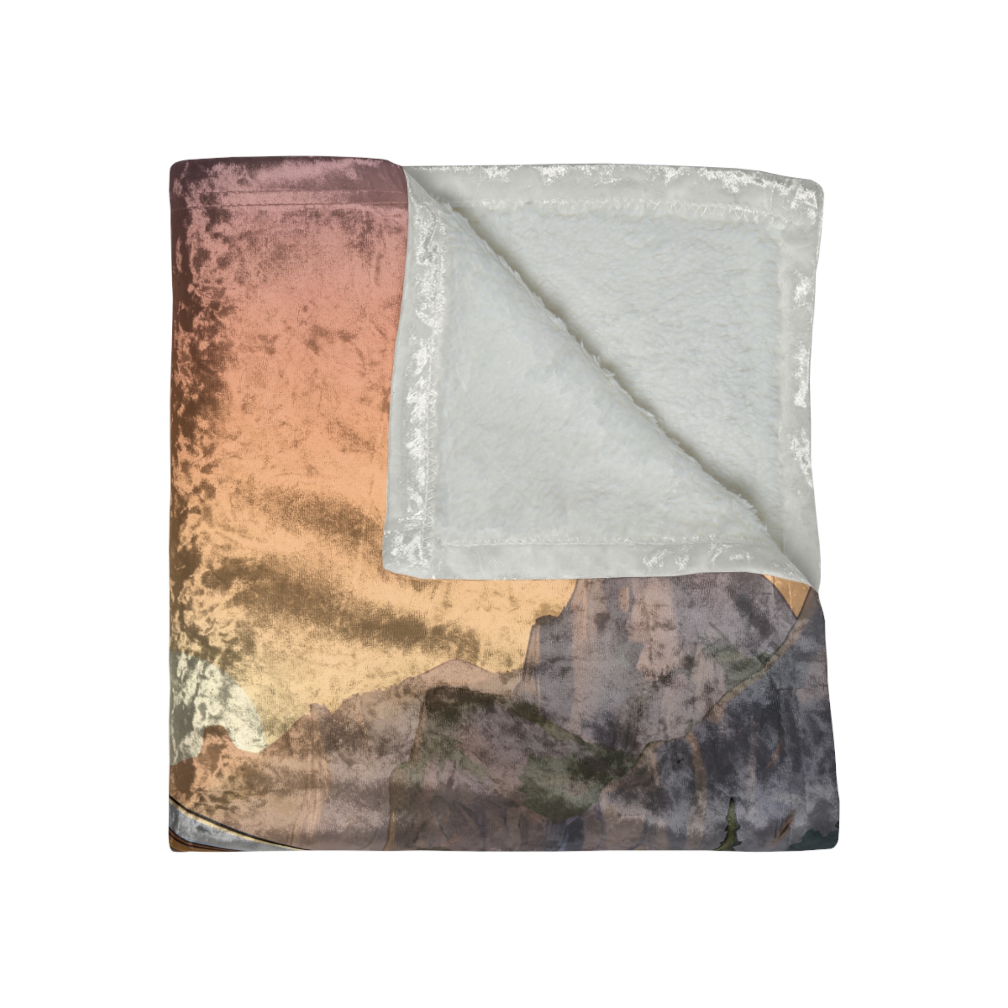 Crushed Velvet Blanket —"Camp Where You Roam" Design Sitcom-Line (Campervan)