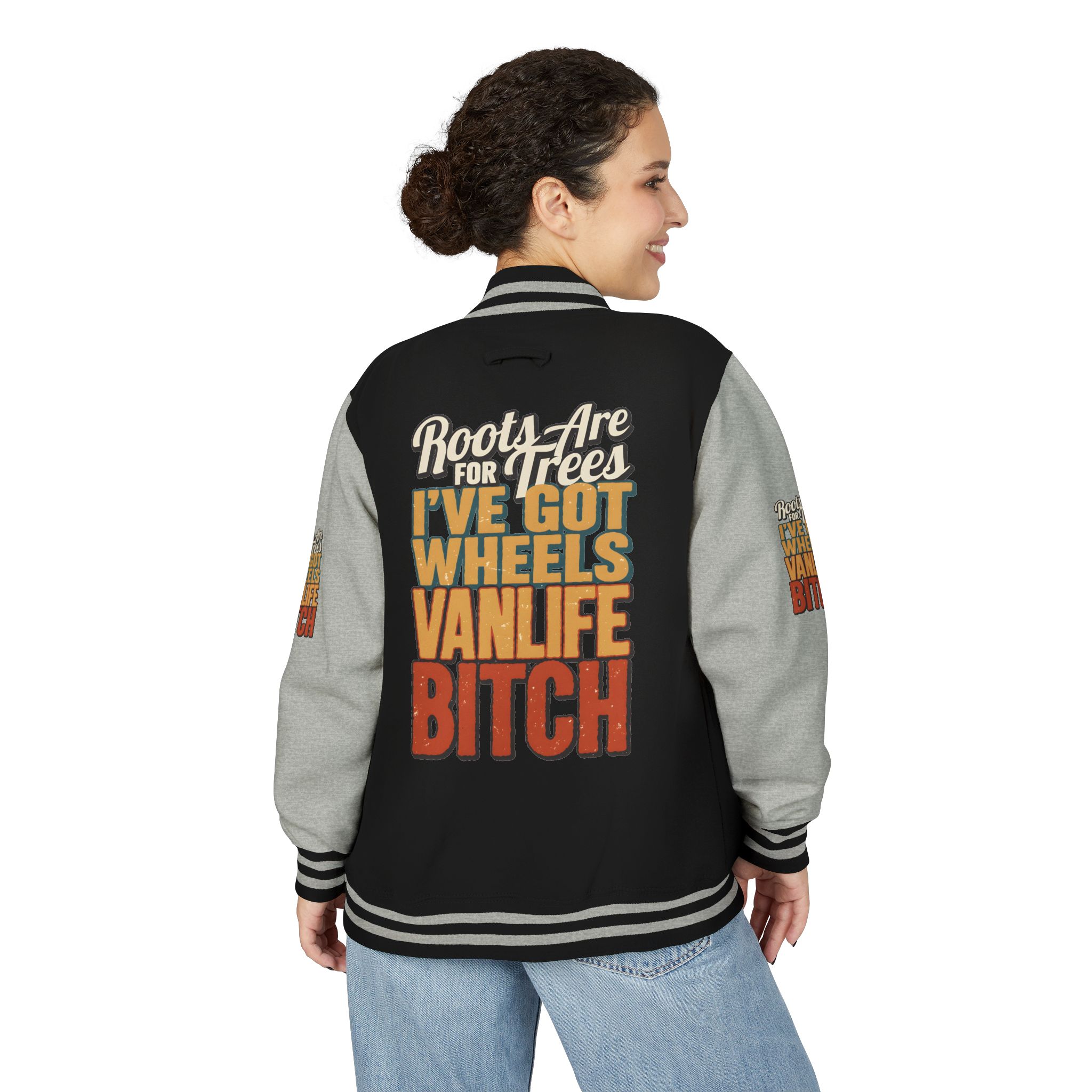 Unisex Heavyweight Letterman Jacket — "Roots Are For Trees" Design F**K-Line