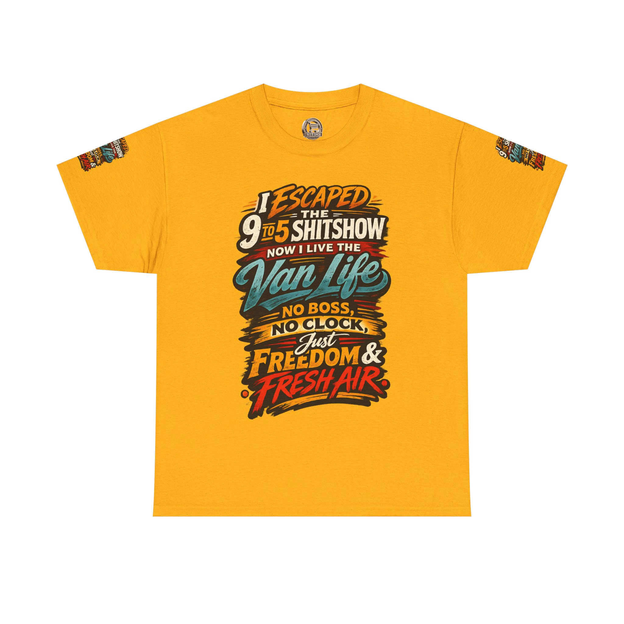 Unisex Heavy Cotton Tee — "I Escaped The 9 To 5" Design F**K-Line