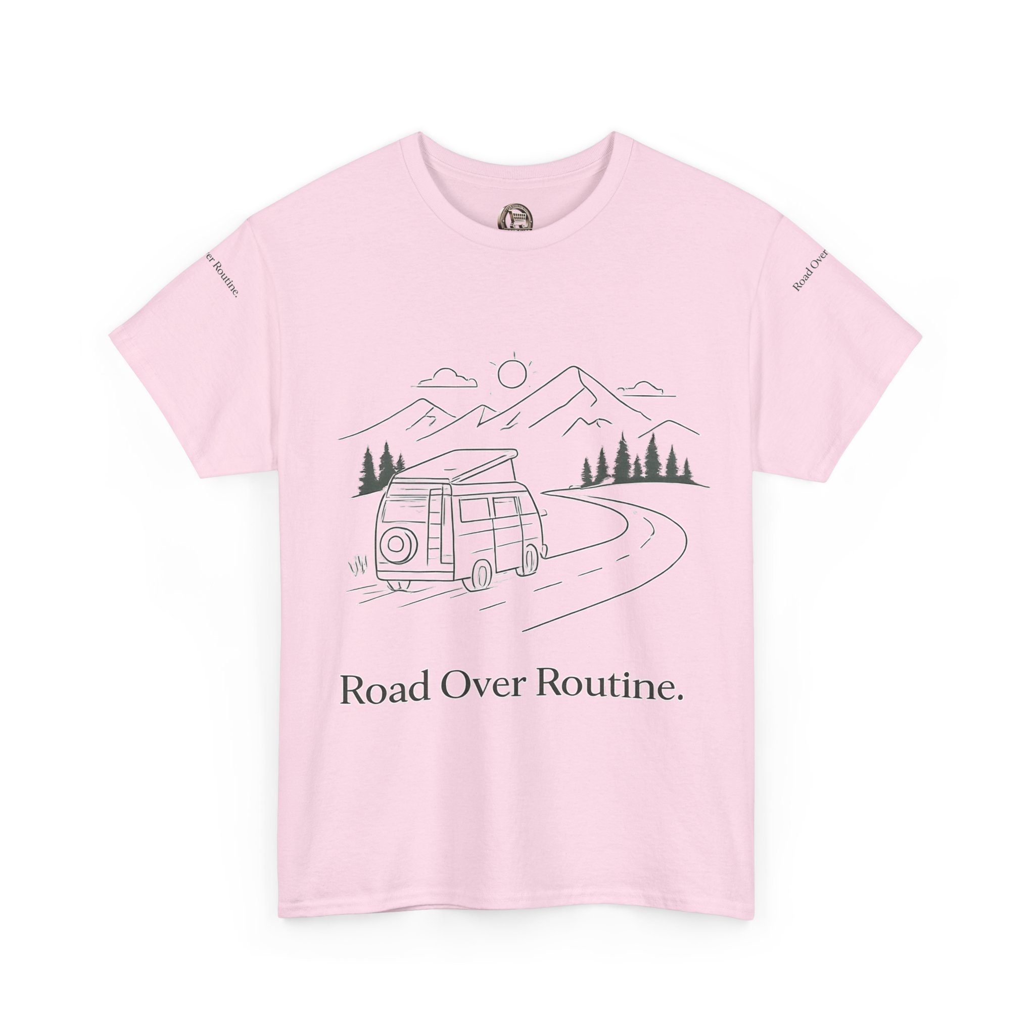 Unisex Heavy Cotton Tee — "Road Over Routine" Design Minimal-Line