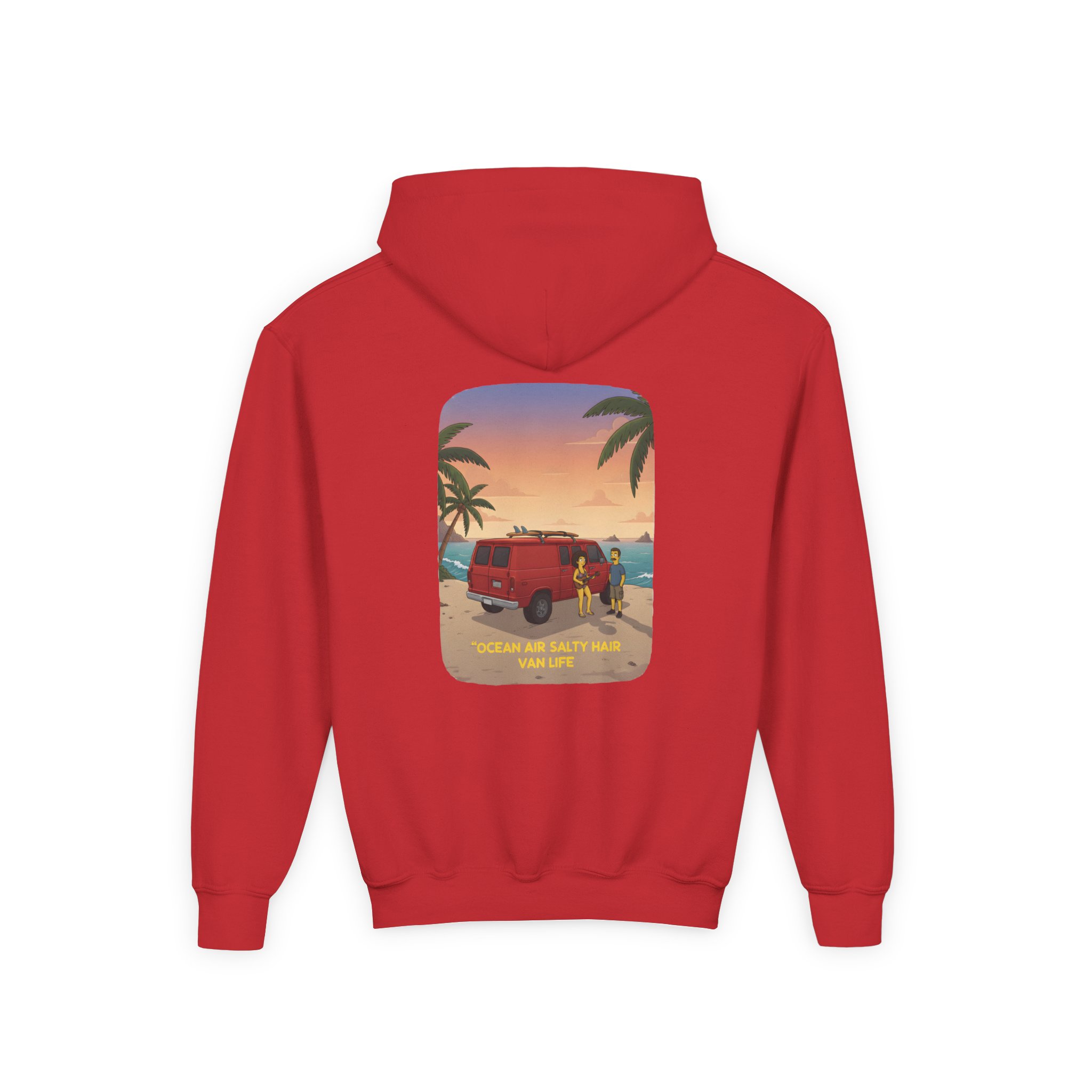1600221252560446465_2048.jpeg Youth Hoodie(Gildan) – "Ocean Air Salty Hair Van Life" (Design Sitcom-Line)