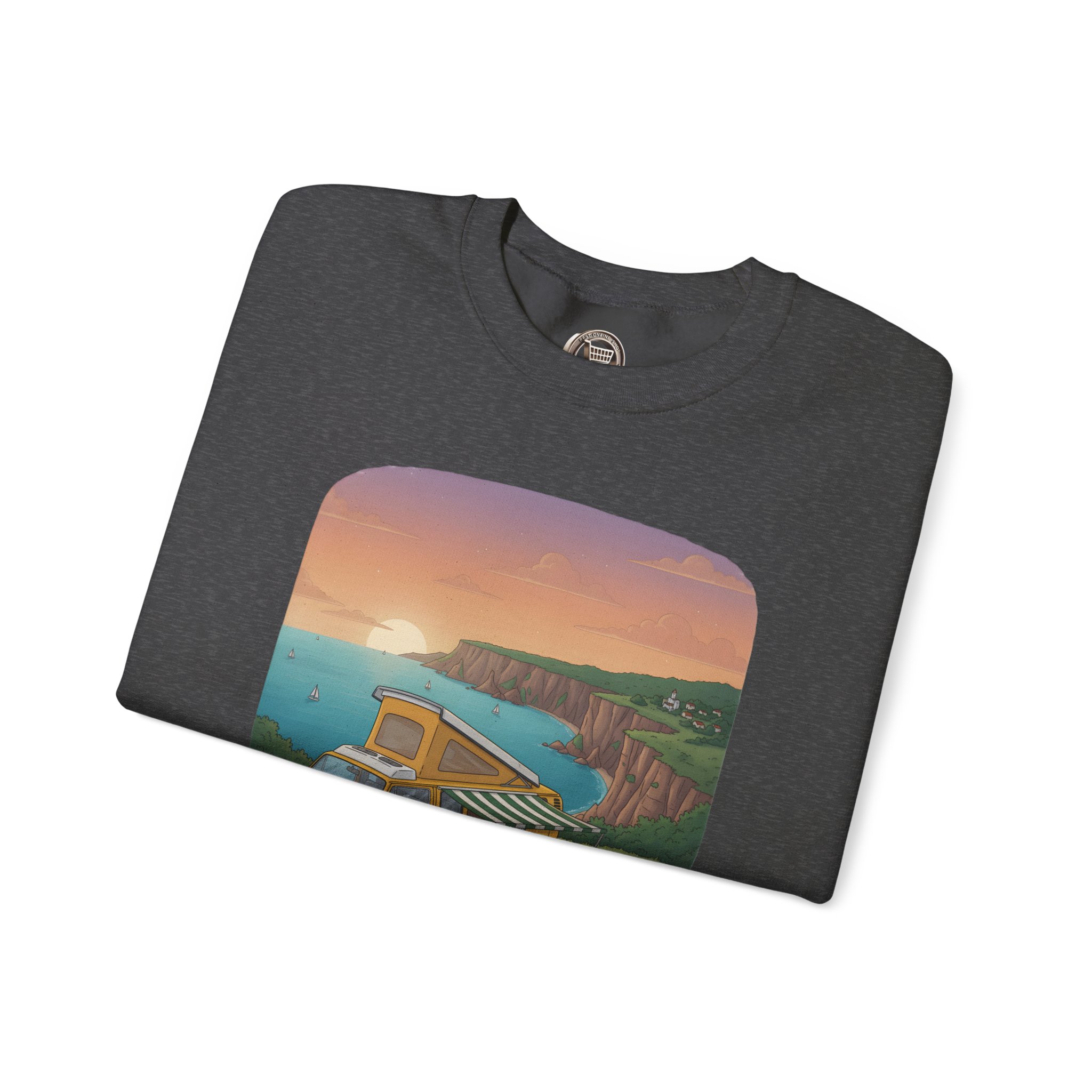 Unisex Heavy Blend™ Crewneck Sweatshirt — "The World Awaits" Design Sitcom-Line