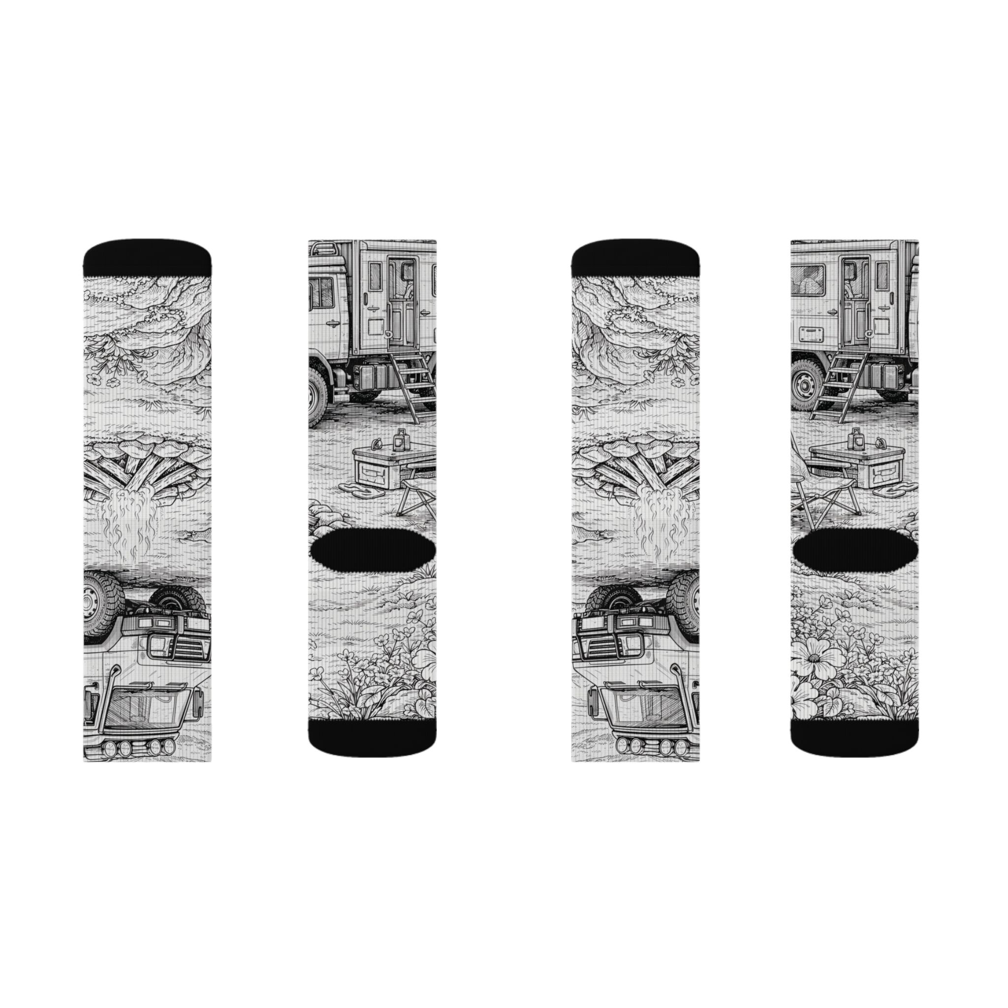 Sublimation Socks — Retro Camper Roadtrip Crew Socks