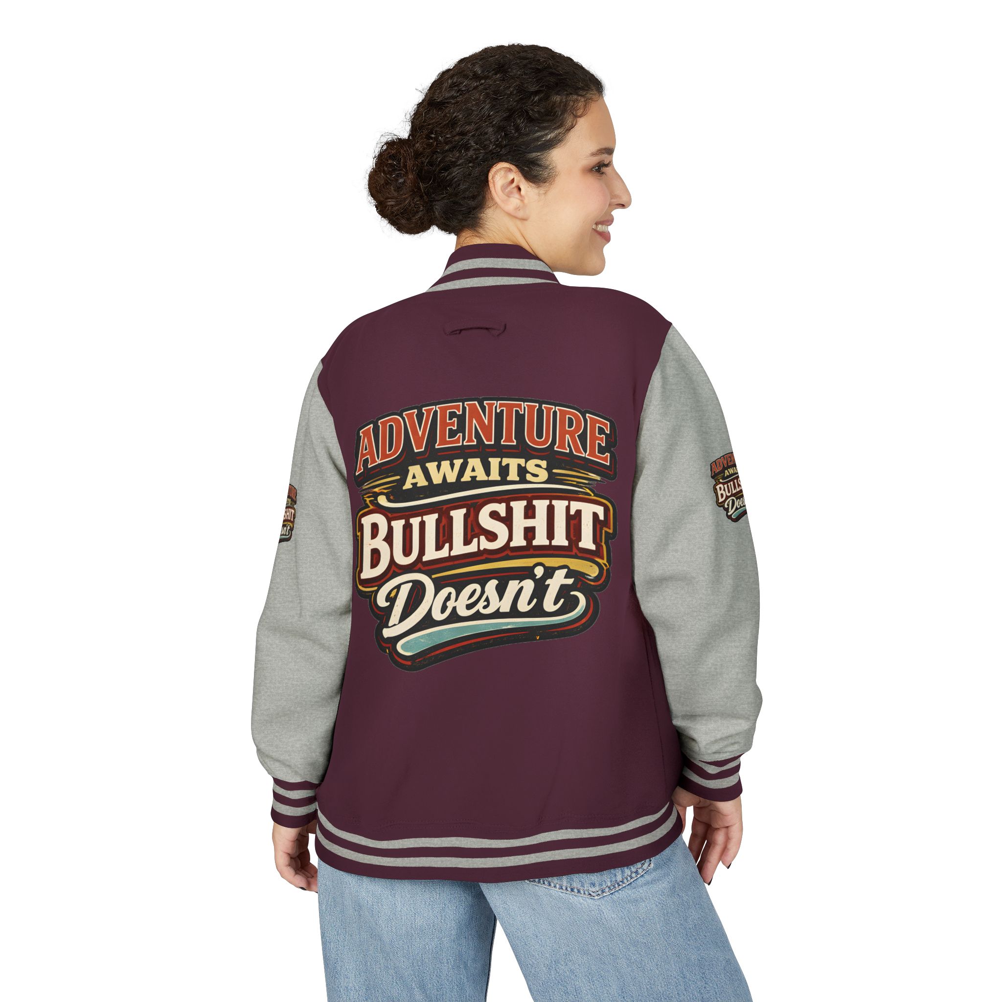 Unisex Heavyweight Letterman Jacket — "Adventure Awaits" Design F**K-Line