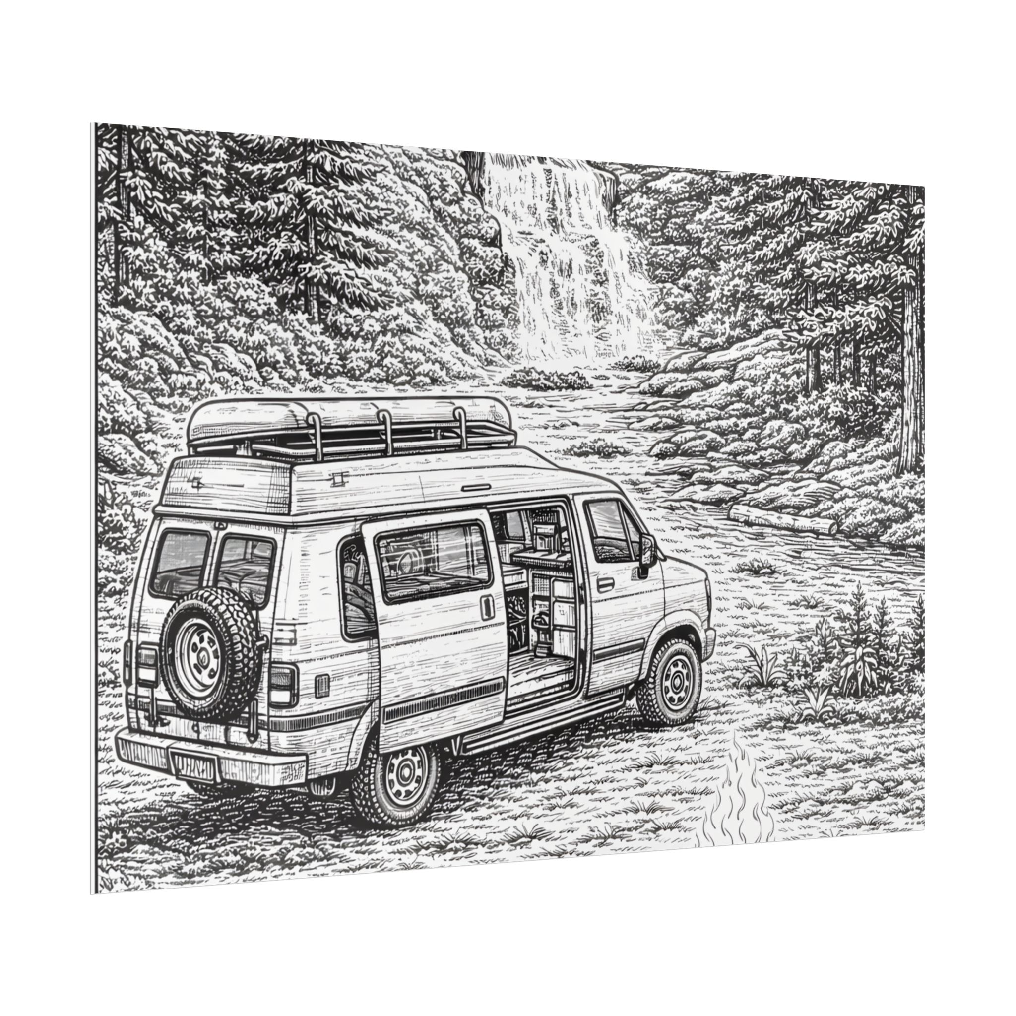Campervan Poster — Vintage RV Camping Landscape Wall Art