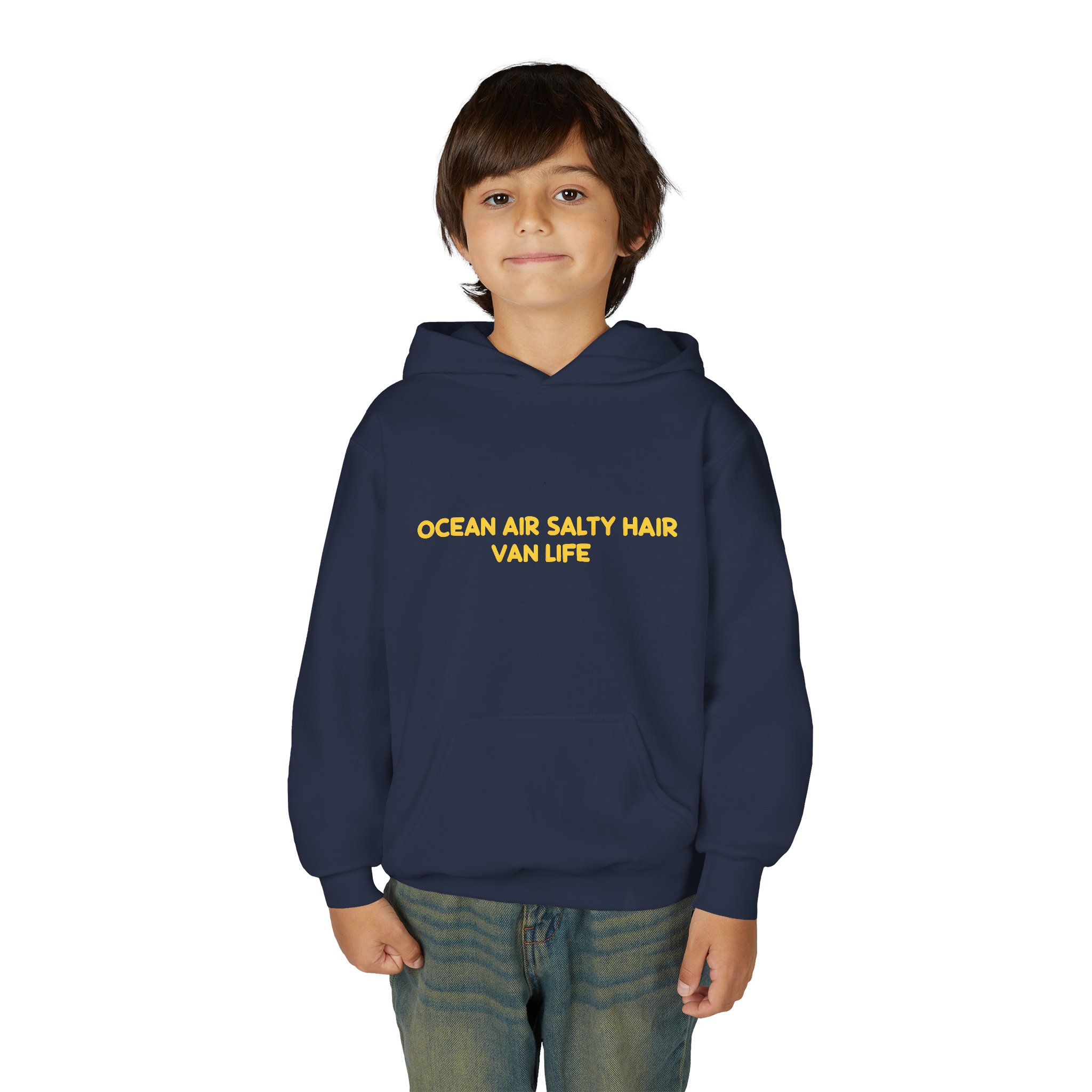 16020926558395473412_2048.jpeg Youth Hoodie(Gildan) – "Ocean Air Salty Hair Van Life" (Design Sitcom-Line)