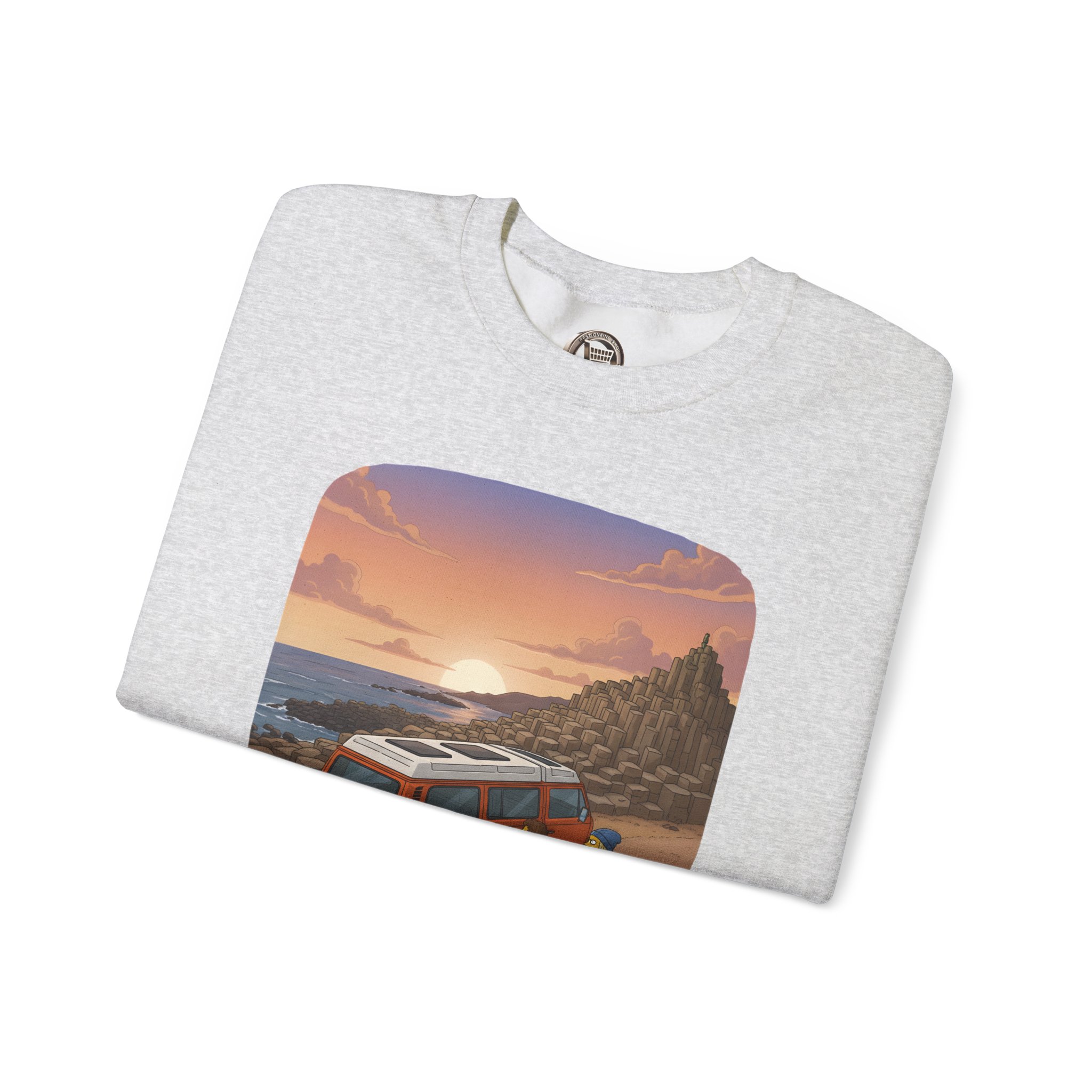 Unisex Heavy Blend™ Crewneck Sweatshirt — "Lost Roads Epic Coastlines" Design Sitcom-Line
