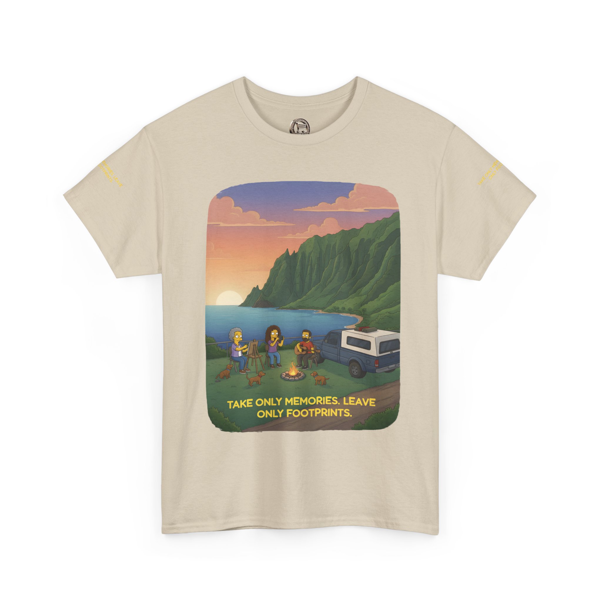 Unisex Heavy Cotton Tee — "Take Only Memories-Leave Only Footprints" Design Sitcom-Line