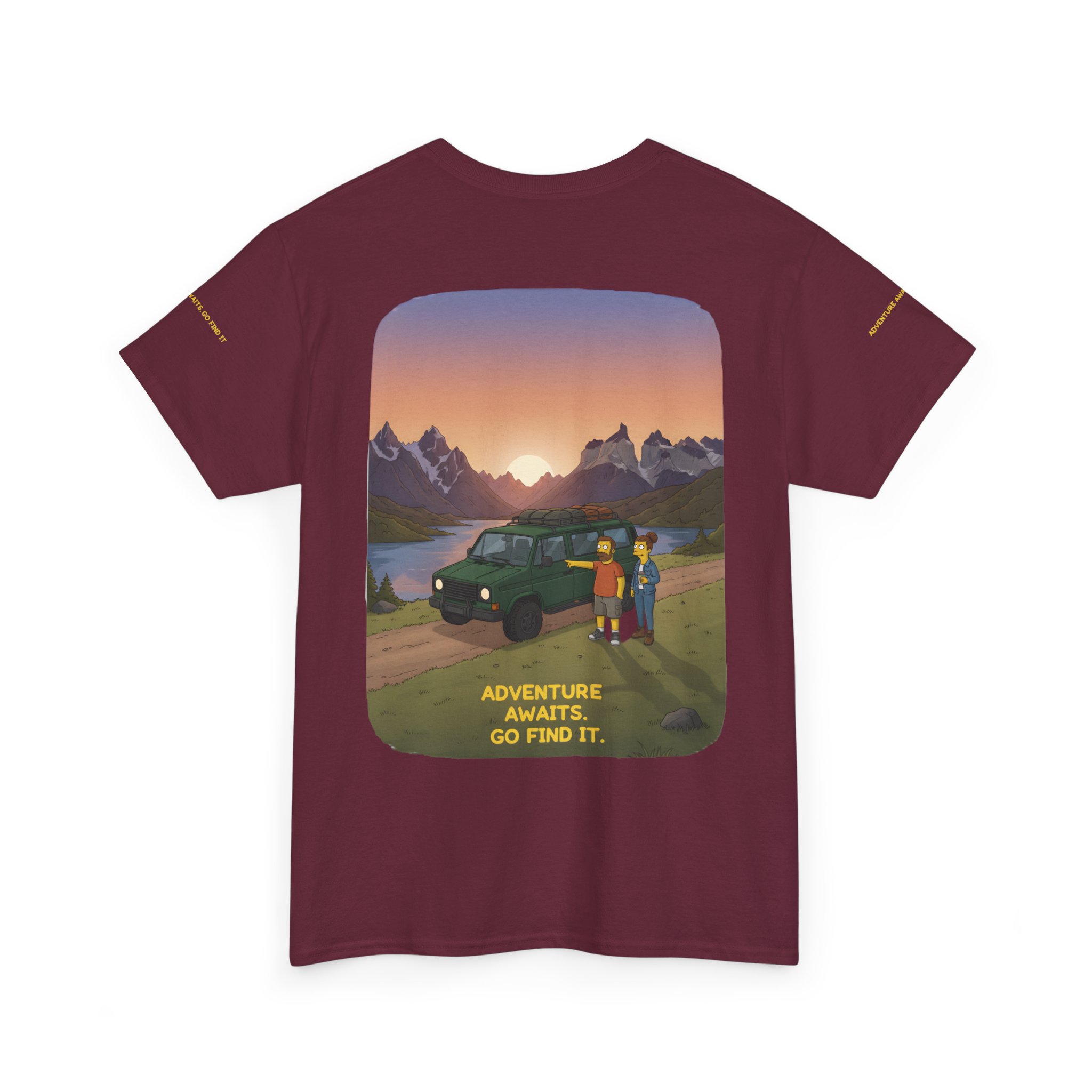 Unisex Heavy Cotton Tee — "Adventure Awaits-Go Find It" Design Sitcom-Line