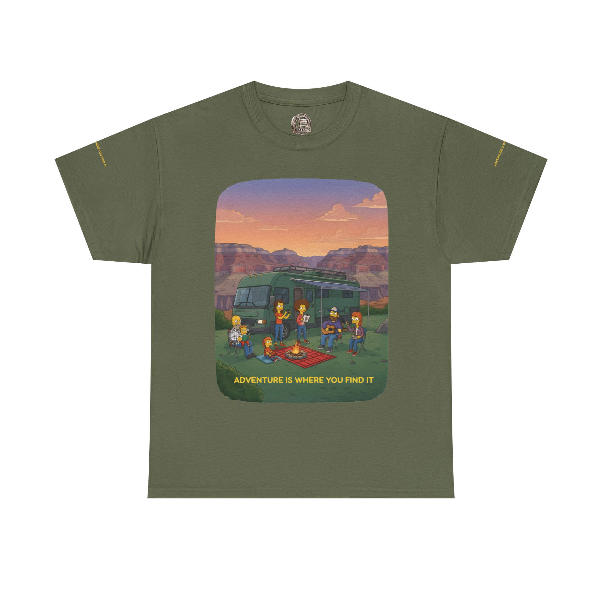 Unisex Heavy Cotton Tee — "Adventure Is Where You Find It" Design Sitcom-Line