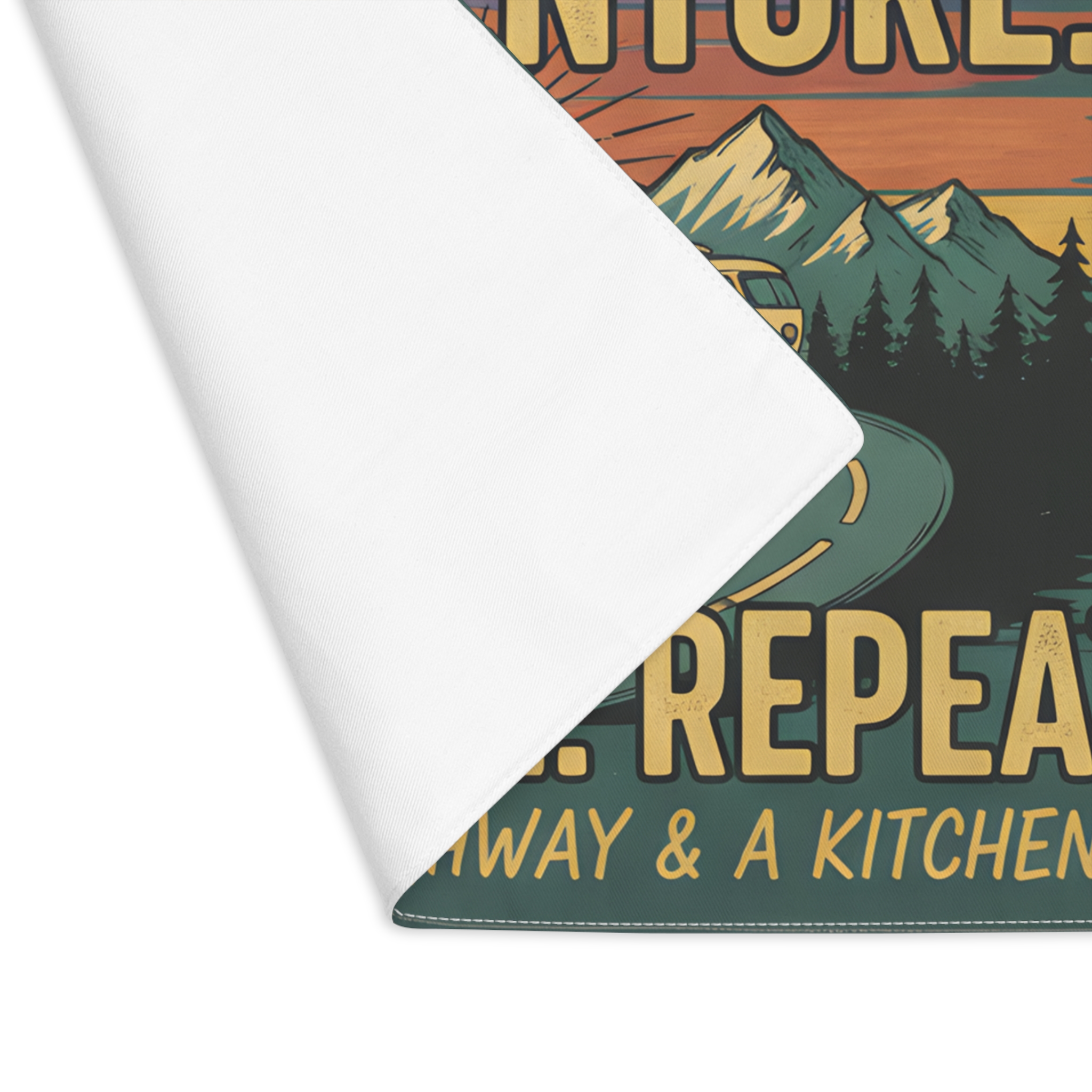 Vanlife Placemat — "Fuel Your Adventure: Eat. Sleep. Explore. Repeat."