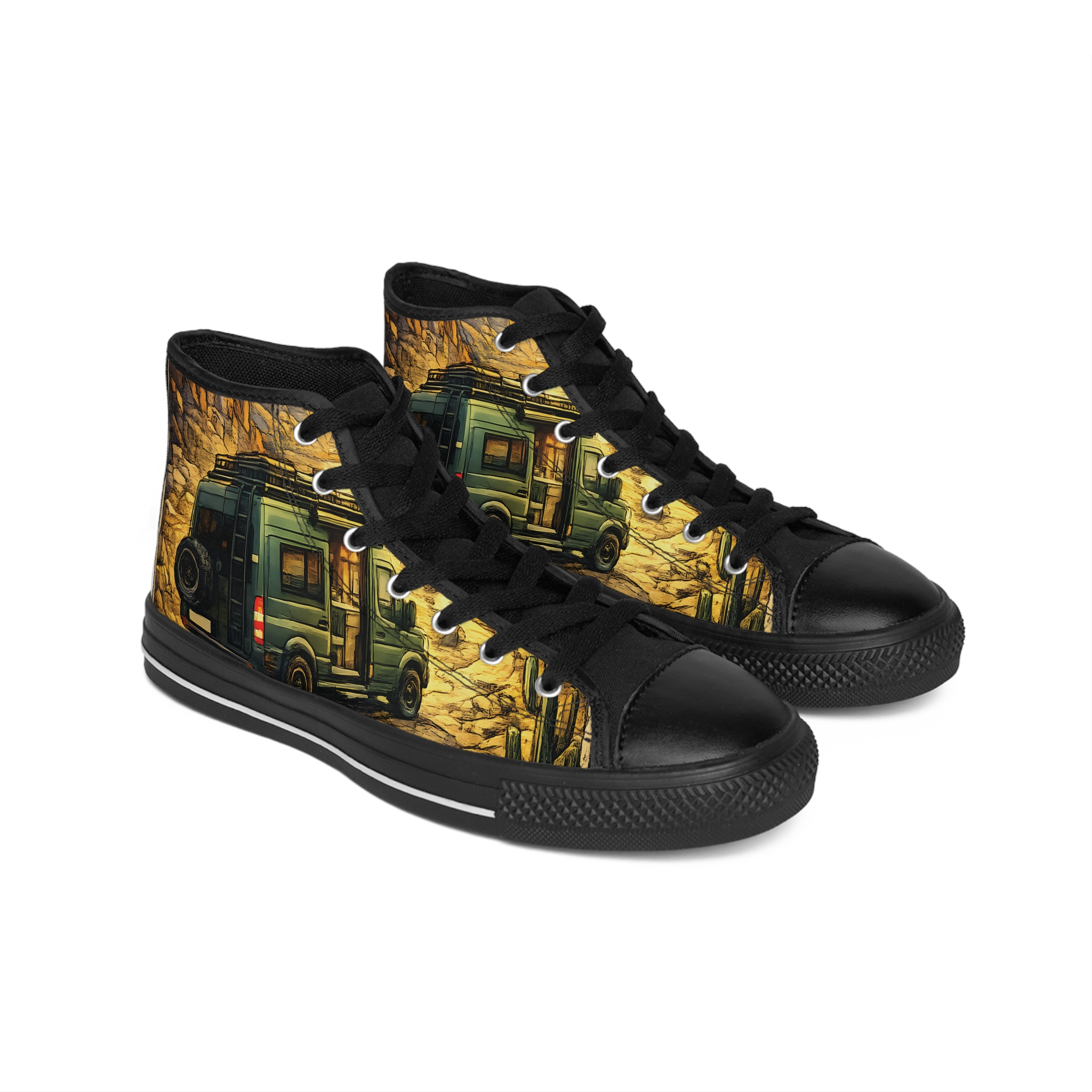 Men's High Top Sneakers — Mercedes Roadtrip Shoes (Design Cubic-Line)