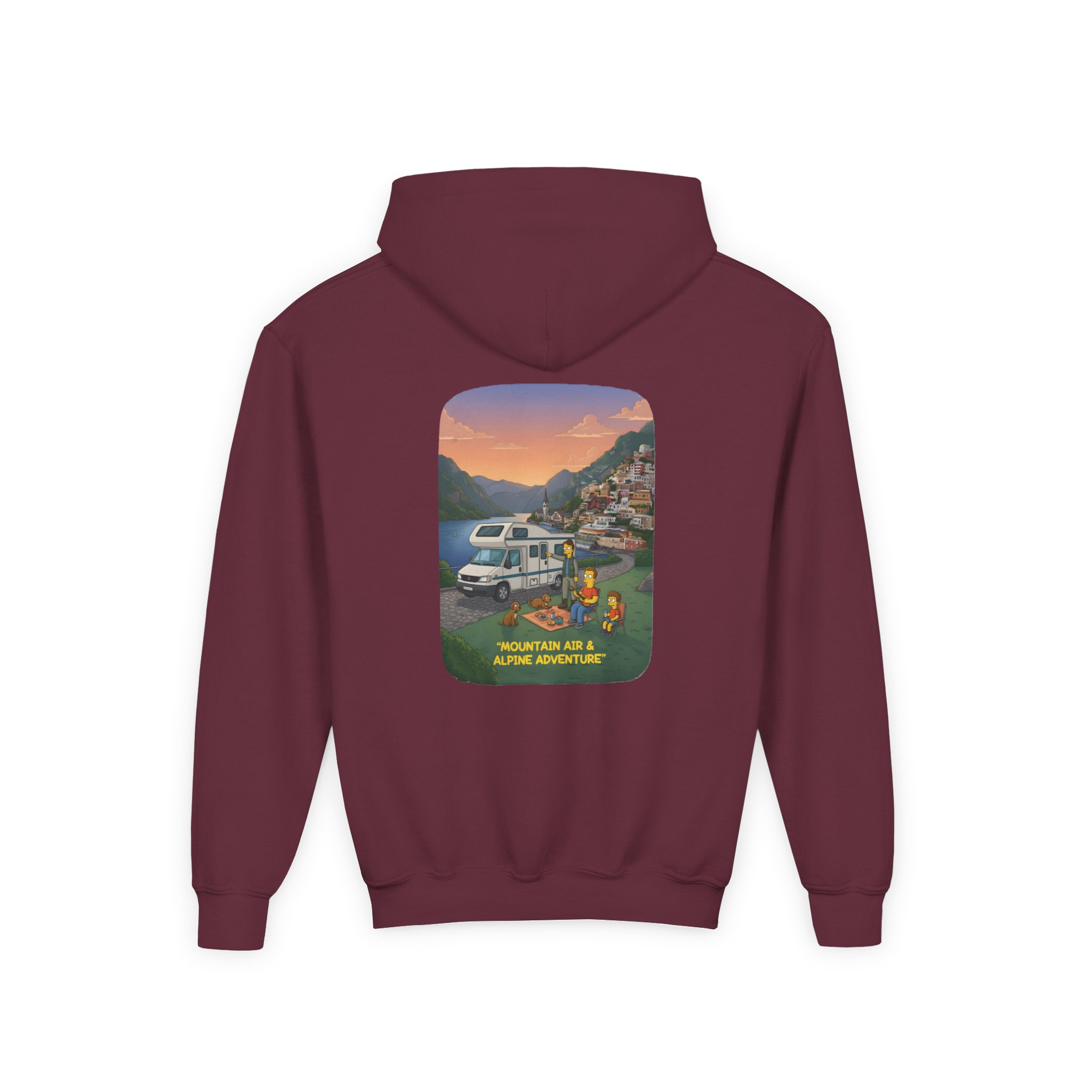 Youth Hoodie(Gildan) – "Mountain Air-Alpine Adventure" (Design Sitcom-Line)