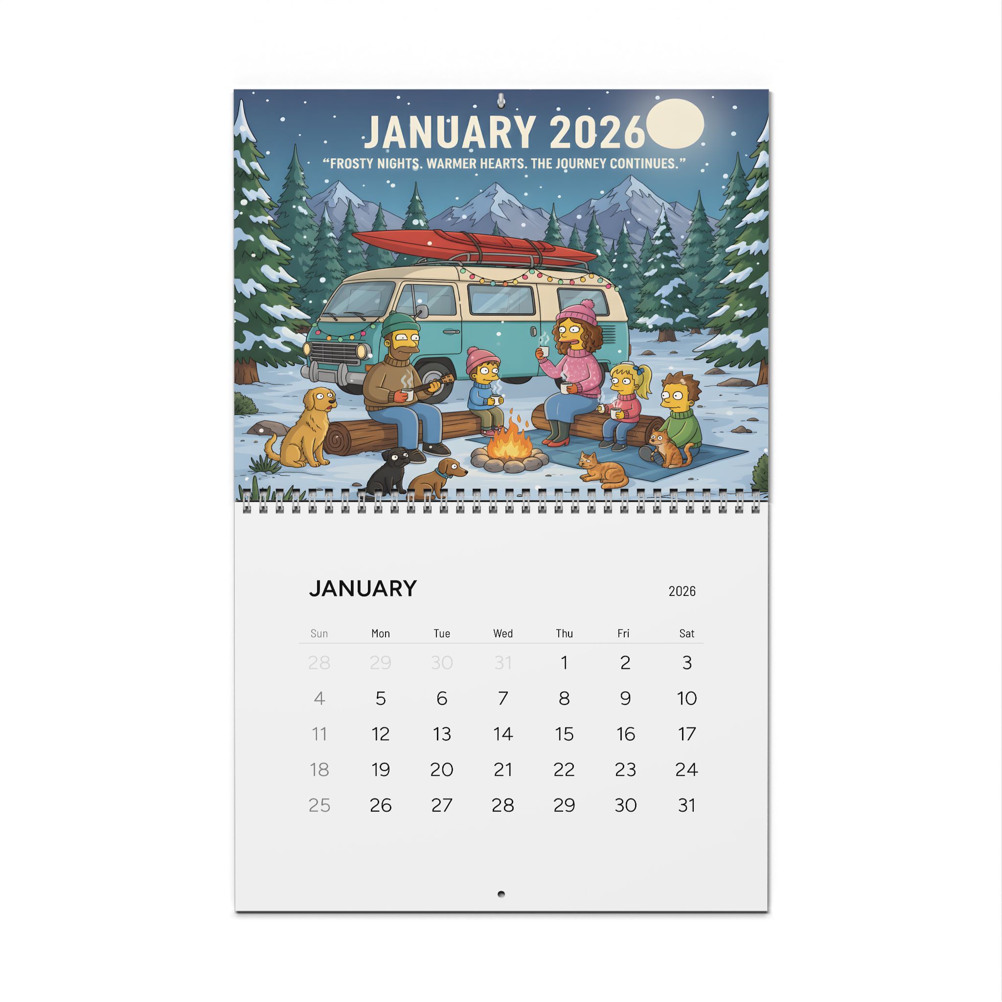 2026 Simpsonstyle Camper Wall Calendar – Adventure Camping Scenes, Monthly Planner
