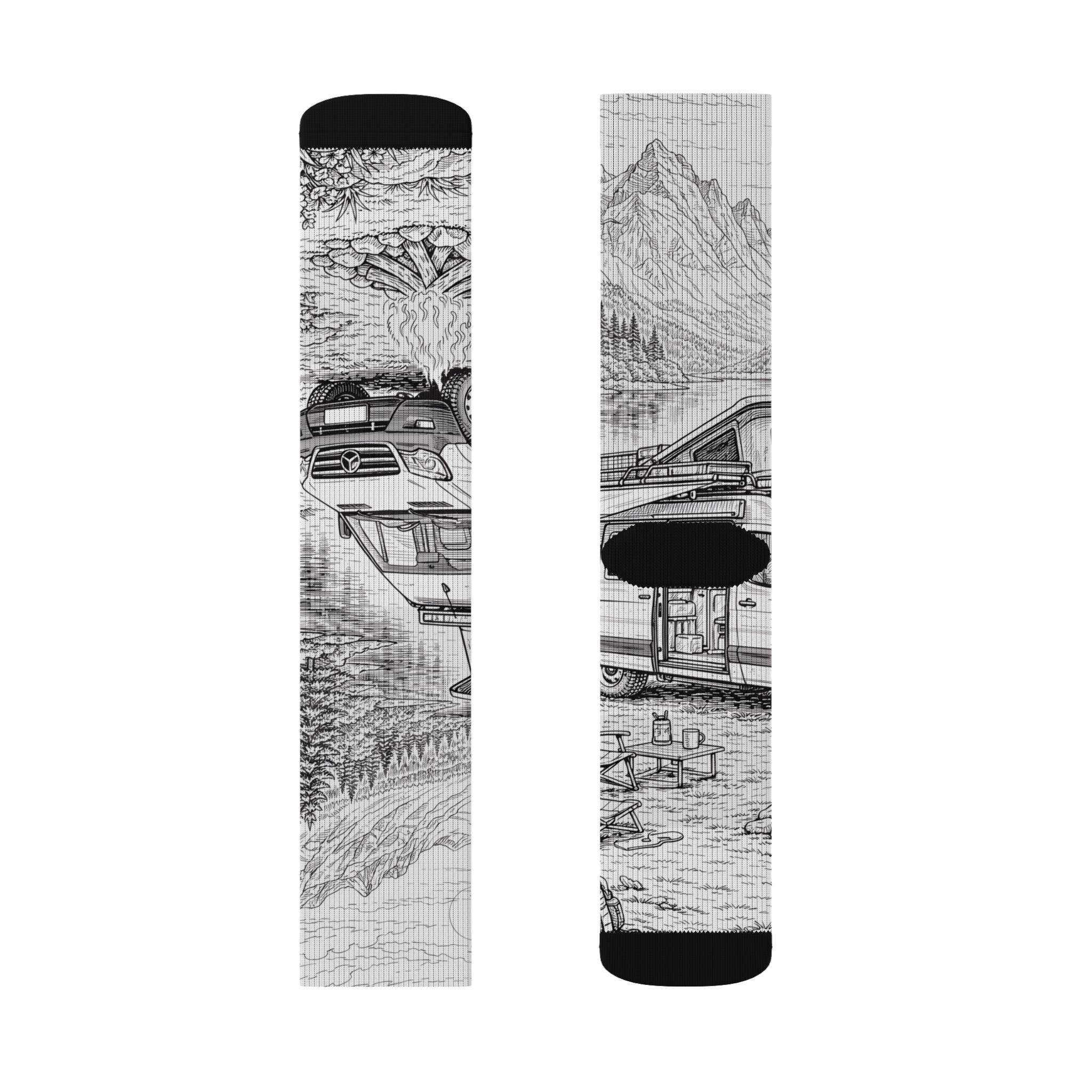 Sublimation Socks — Retro Camper Roadtrip Crew Socks