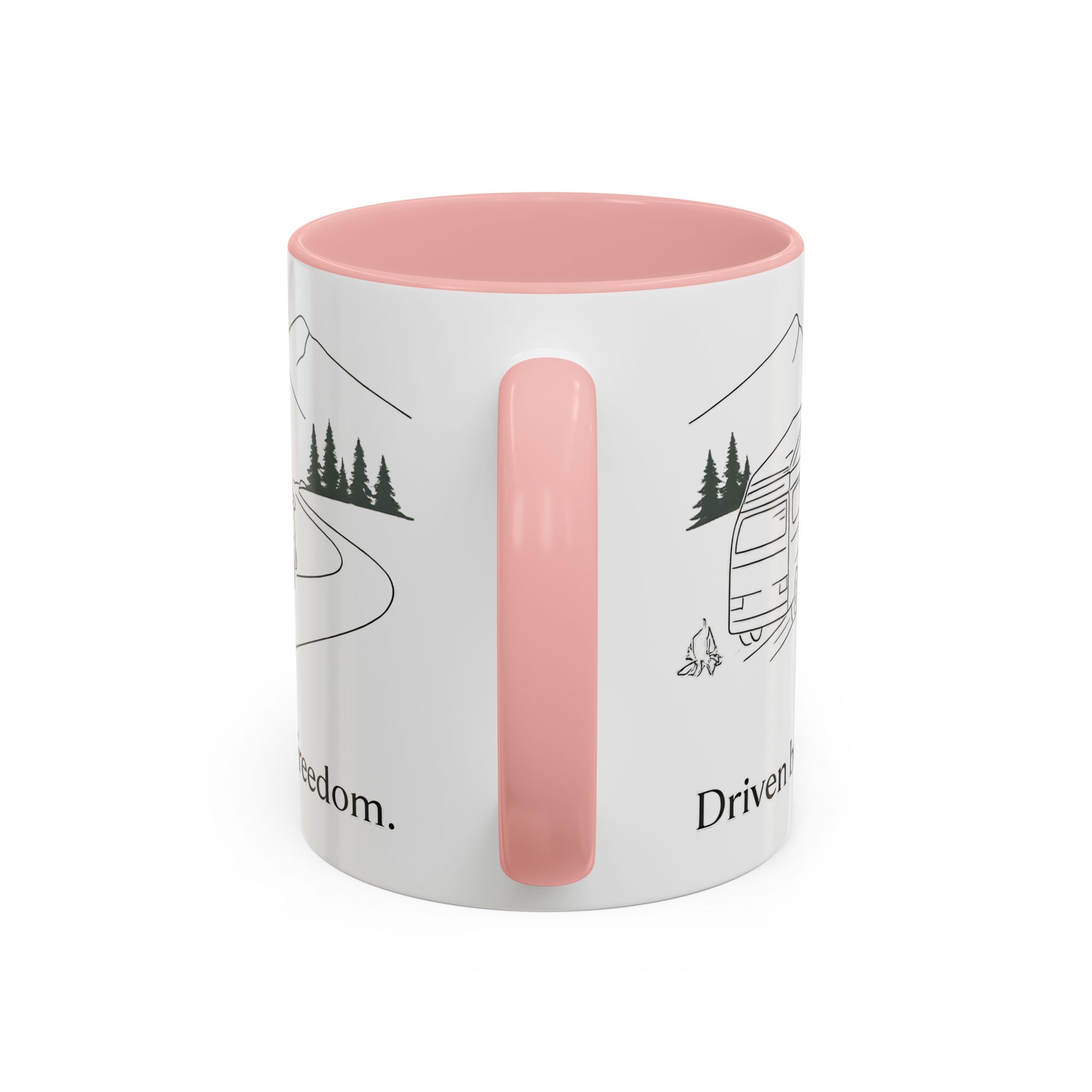 Accent Coffee Mug (11, 15oz) — "Driven By Freedom" Design Minimal-Line