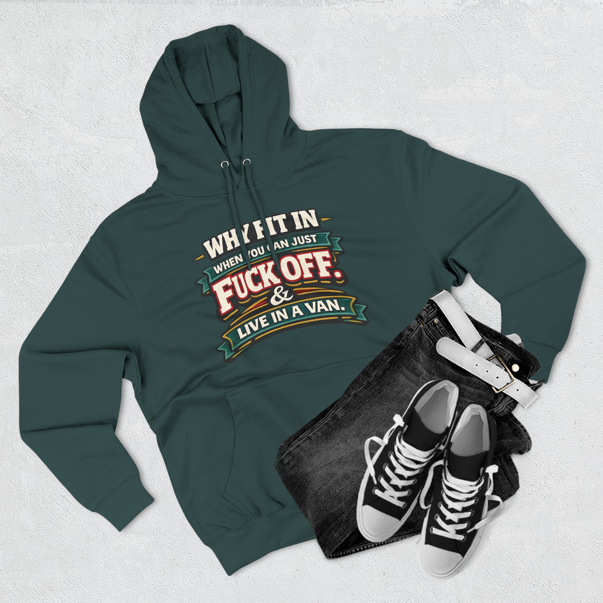 Three-Panel Fleece Hoodie - "Why Fit In" Design F**K-Line