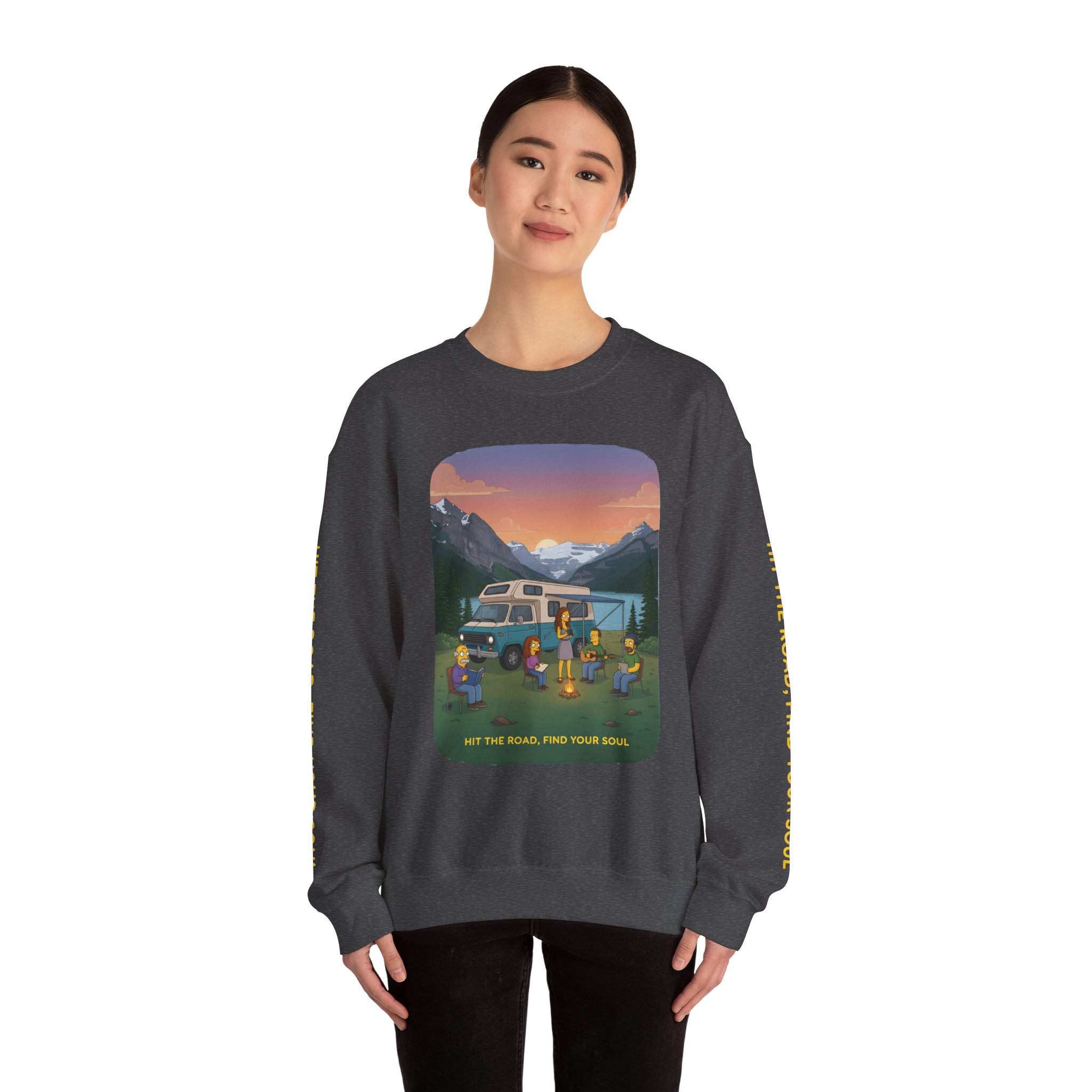 Unisex Heavy Blend™ Crewneck Sweatshirt — "Hit The Road-Find Your Soul" Design Sitcom-Line