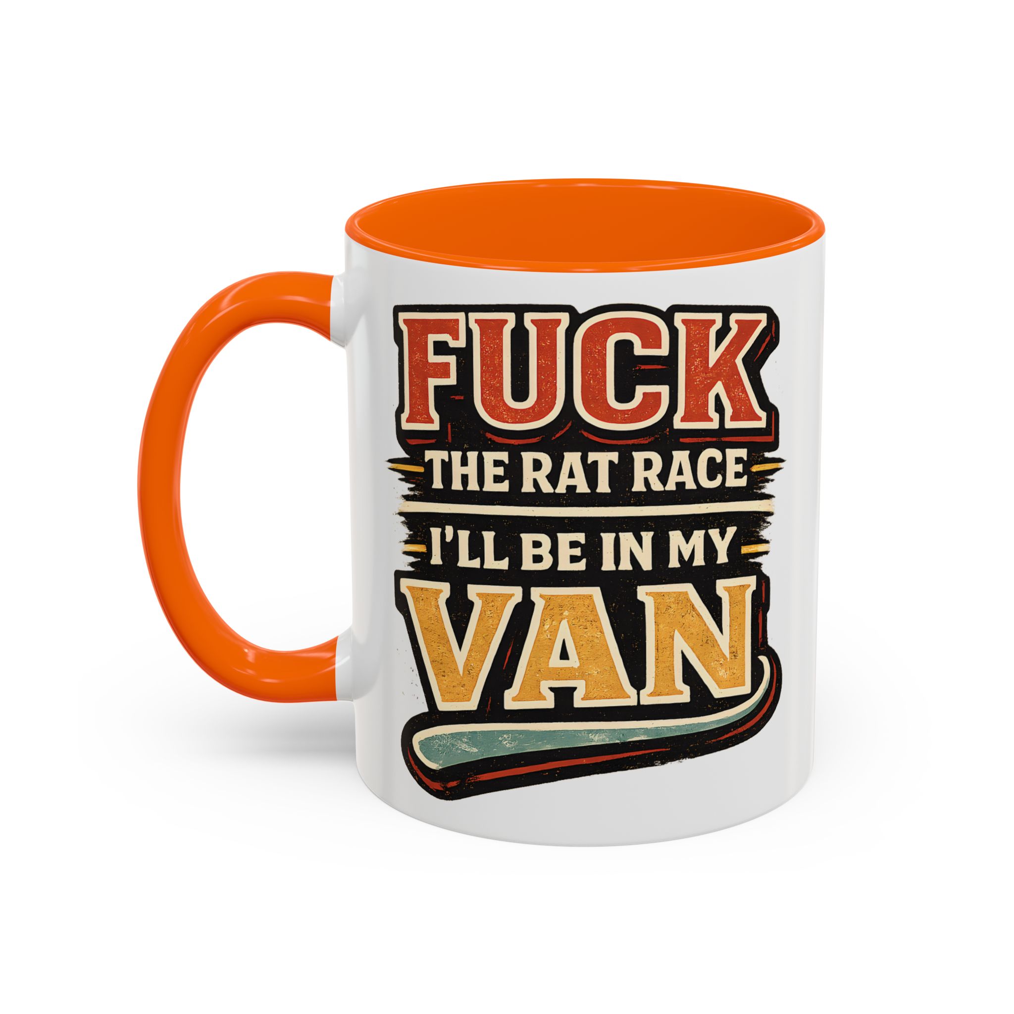 Accent Coffee Mug (11, 15oz) — "Fuck The Rat Race" Design F**K-Line