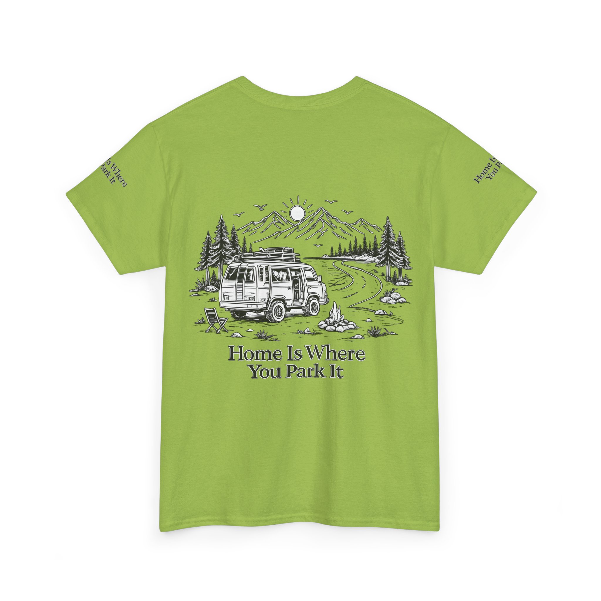 Unisex Heavy Cotton Tee — "Home Is Where You Park It" Design Minimal-Line