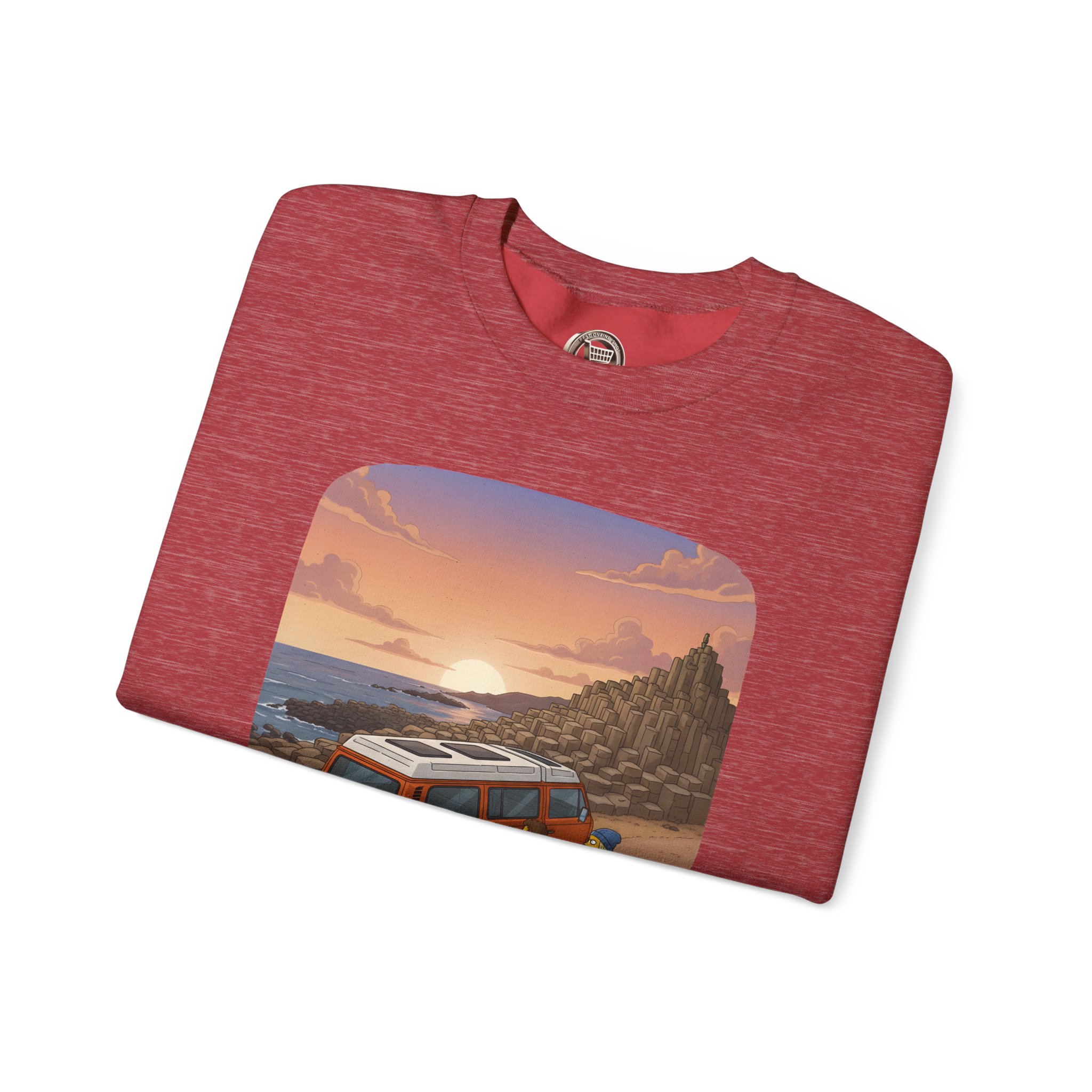 Unisex Heavy Blend™ Crewneck Sweatshirt — "Lost Roads Epic Coastlines" Design Sitcom-Line