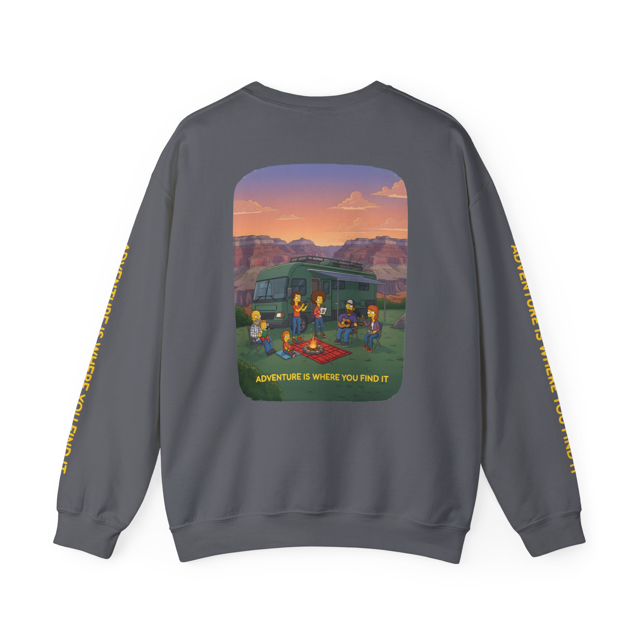 Unisex Heavy Blend™ Crewneck Sweatshirt — "Adventure Is Where You Find It" Design Sitcom-Line