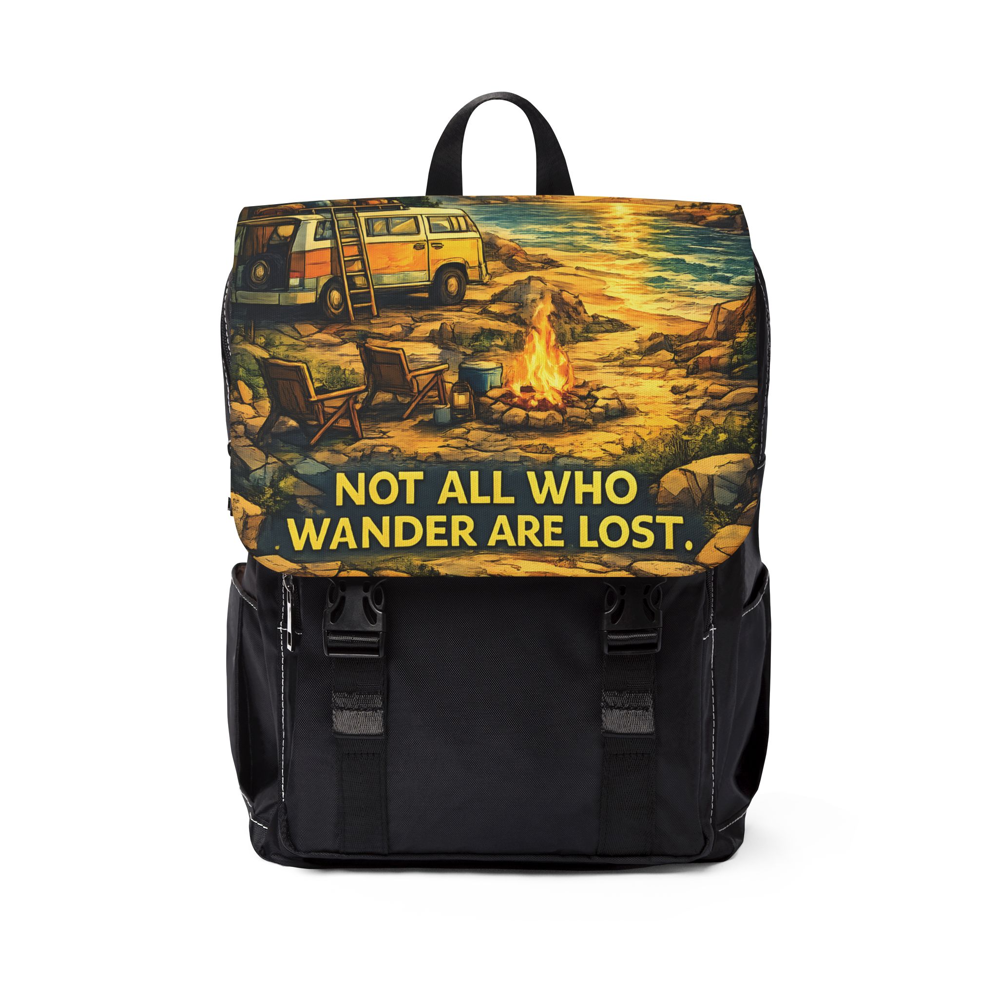 16053269207625264363_2048.jpeg Unisex Casual Shoulder Backpack — "Not All Who Wander Are Lost " Design Cubic-Line