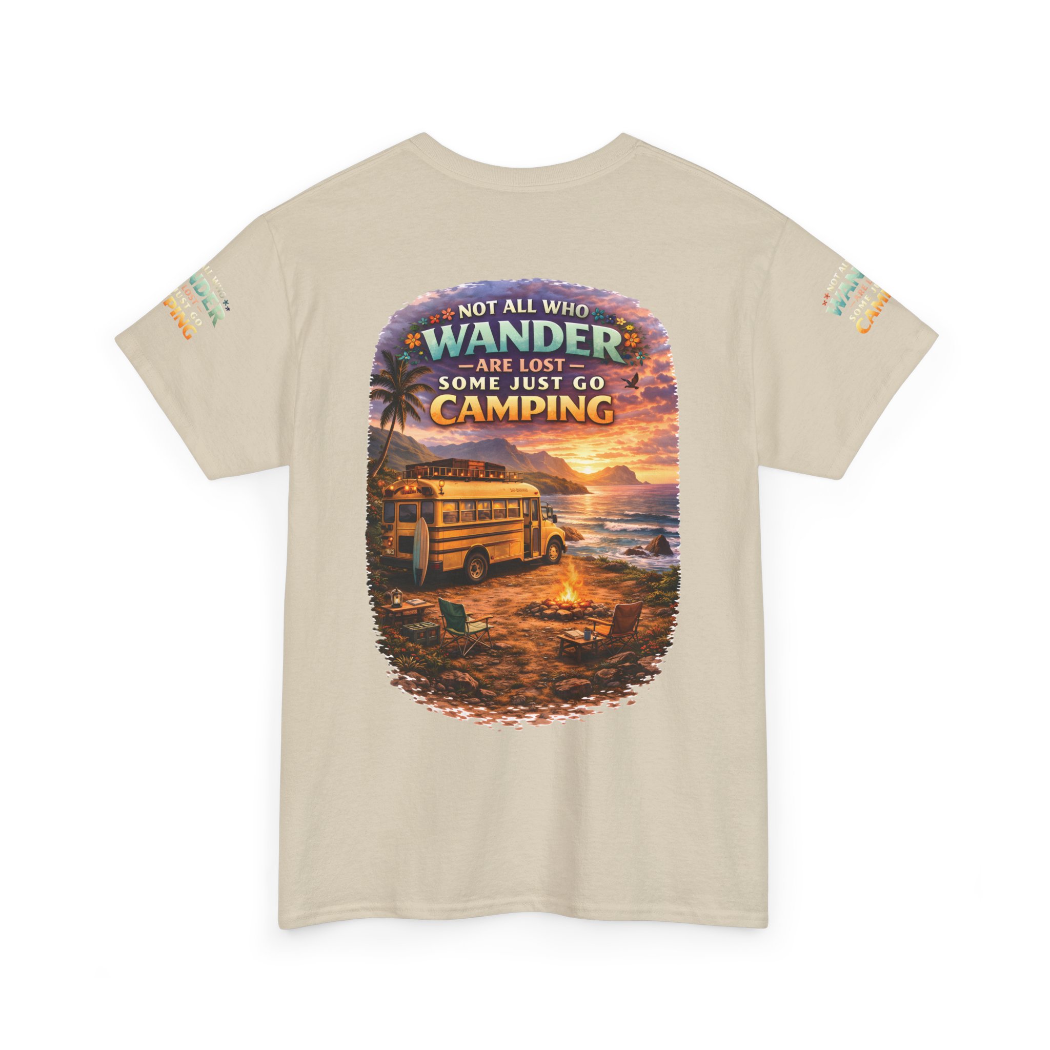 Unisex Heavy Cotton Tee — "Not All Who Wander Are Lost" Design Scenic-Line