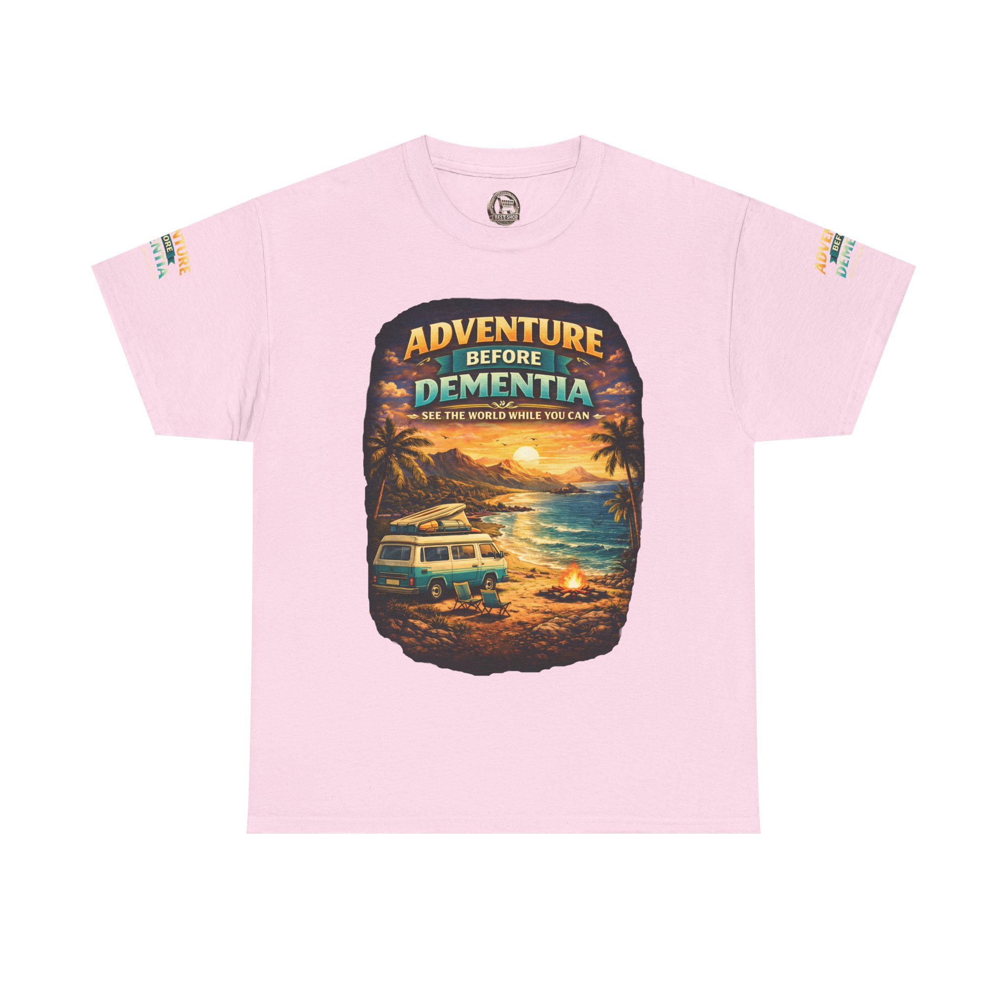 Unisex Heavy Cotton Tee — "Adventure Before Dementia" Design Scenic-Line