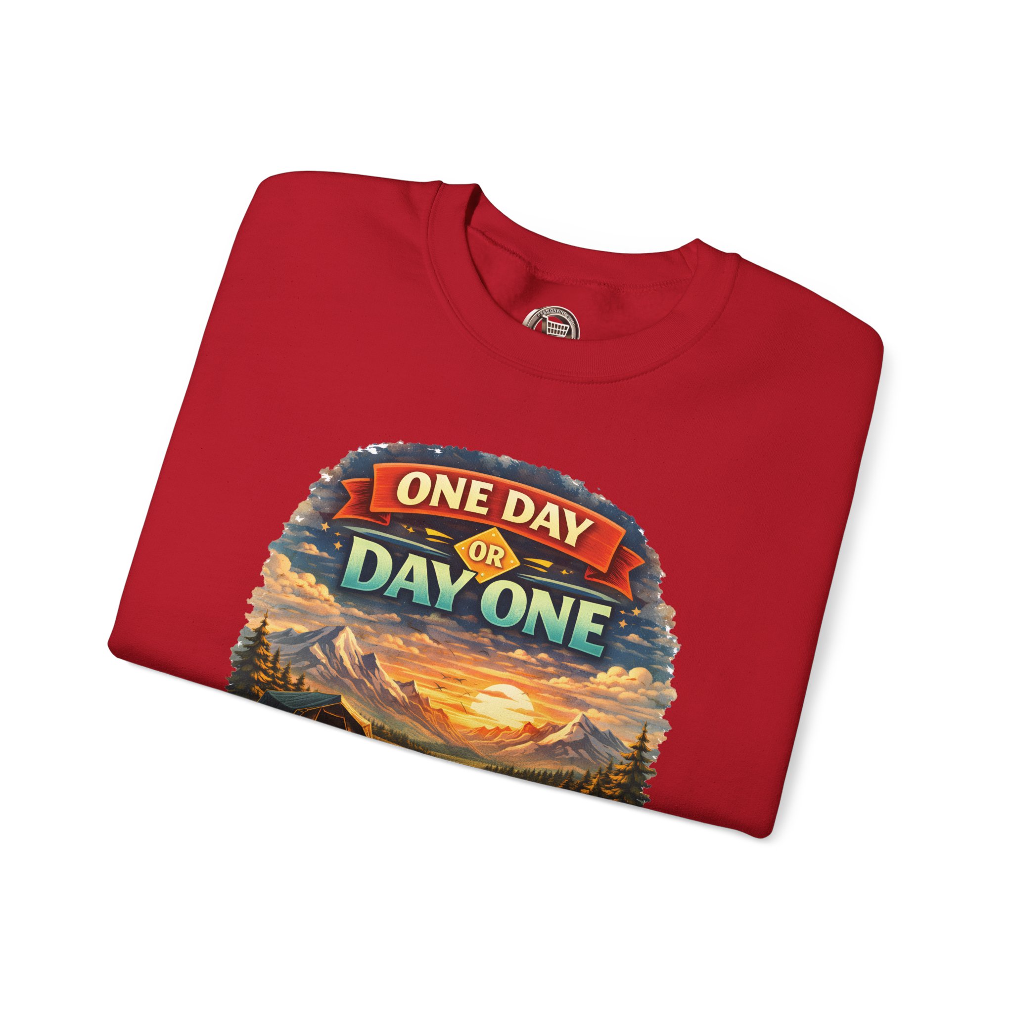 Unisex Heavy Blend™ Crewneck Sweatshirt — "One Day Or Day One" Design Scenic-Line