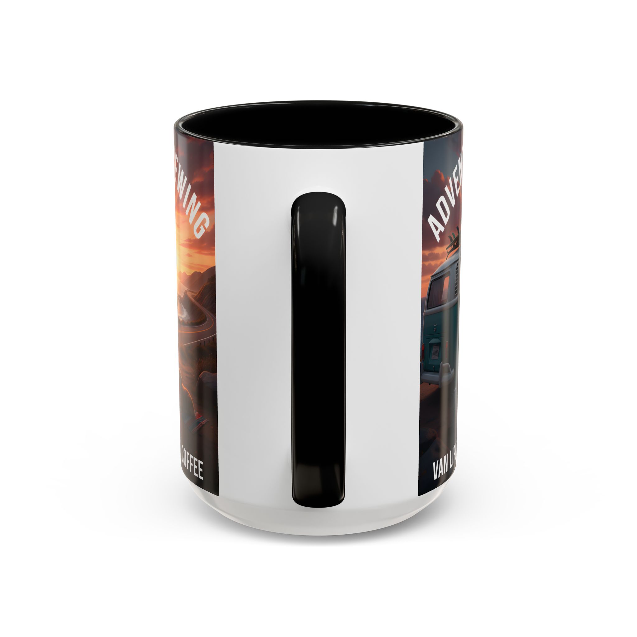 Accent Coffee Mug (11, 15oz) — "Adventure is brewing"