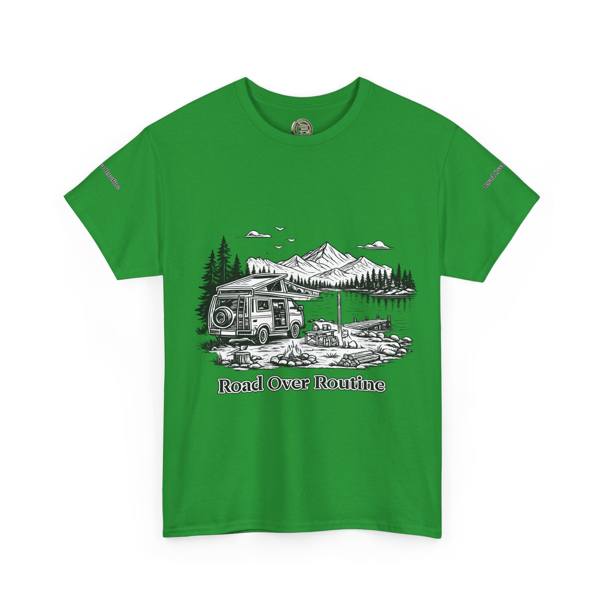 Unisex Heavy Cotton Tee — "Road Over Routine" Design Minimal-Line