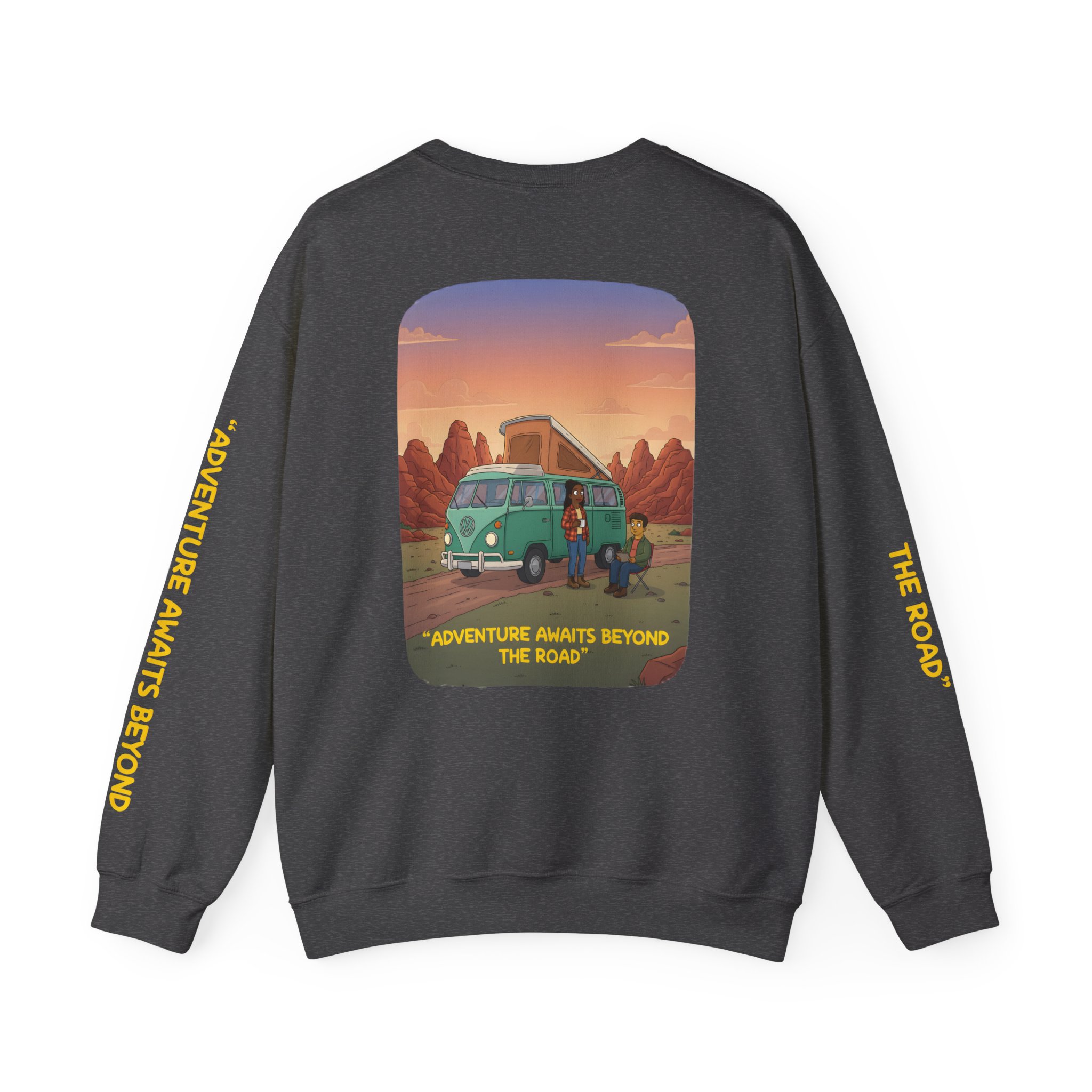 16070581215720773670_2048.jpeg Unisex Heavy Blend™ Crewneck Sweatshirt — "Adventure Awaits Beyond The Road" Design Sitcom-Line