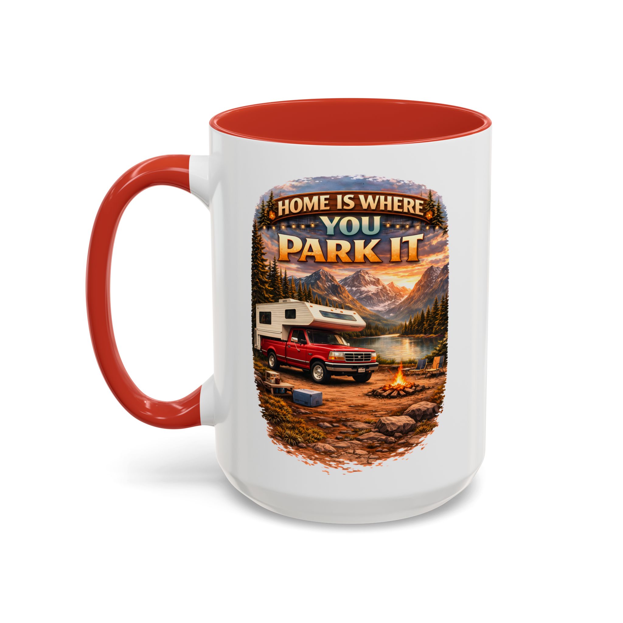 Accent Coffee Mug (11, 15oz) — "Home Is Where You Park It" Design Scenic-Line