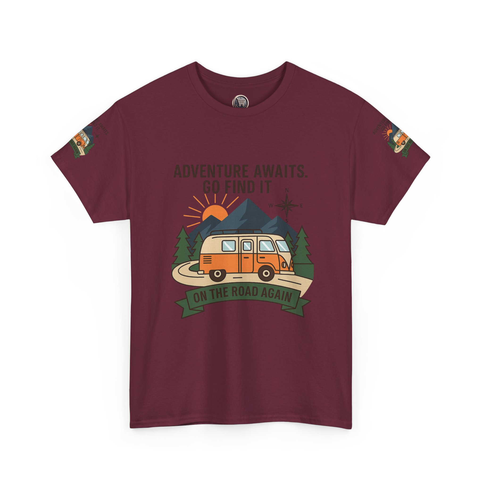16071375050459870498_2048.jpeg Unisex Heavy Cotton Tee — 'Adventure Awaits. Go Find It' Camper Van T‑Shirt