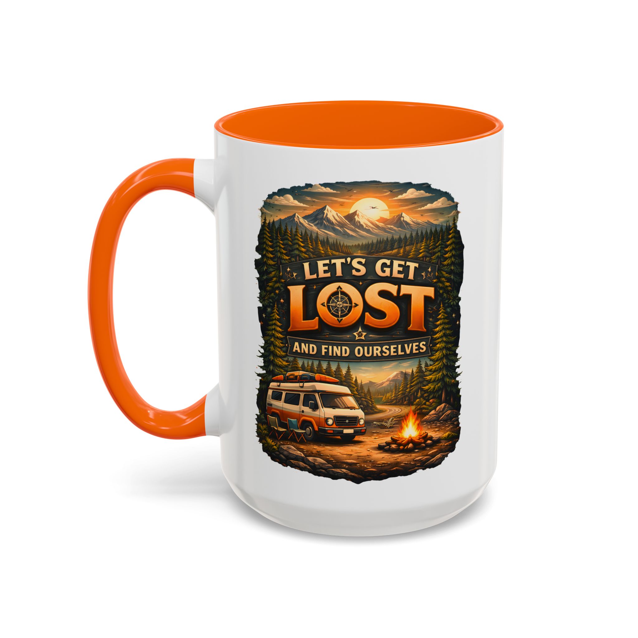 Accent Coffee Mug (11, 15oz) — "Let´s Get Lost And Find Ourselfs" Design Scenic-Line