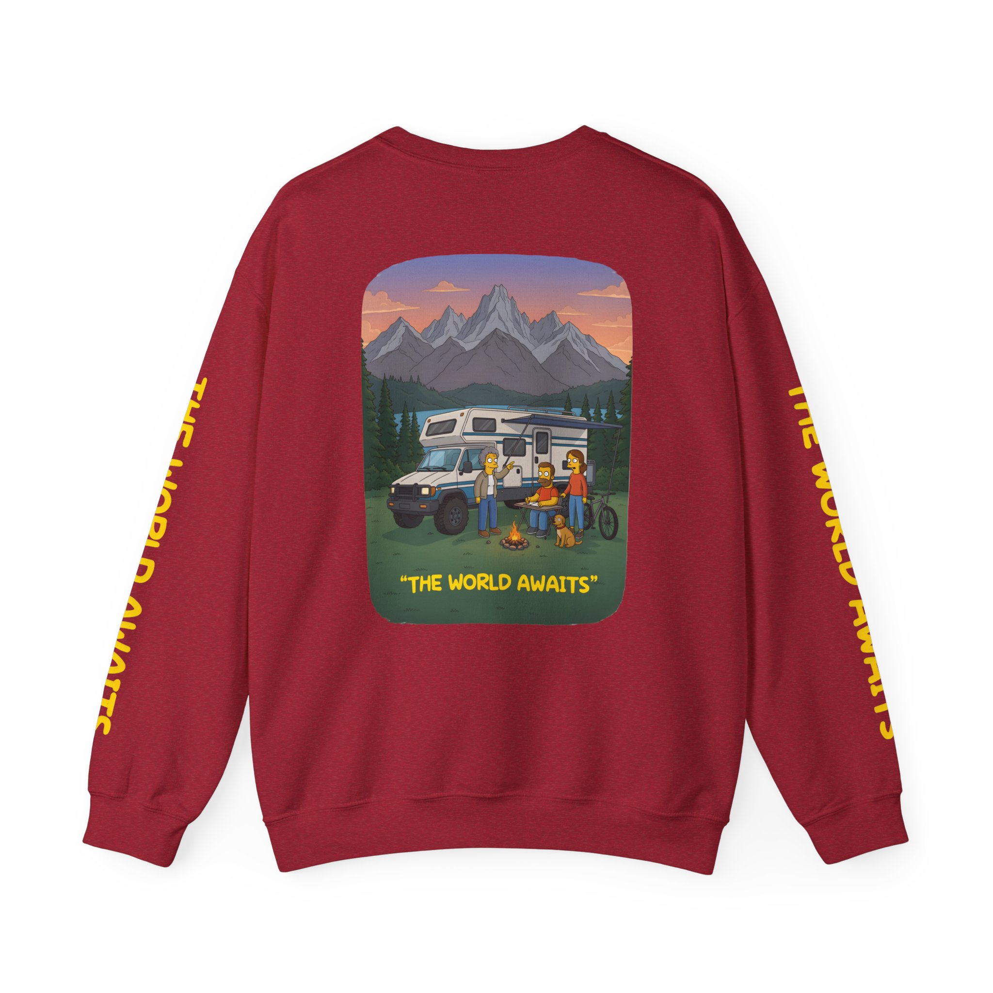 Unisex Heavy Blend™ Crewneck Sweatshirt — "The World Awaits" Design Sitcom-Line